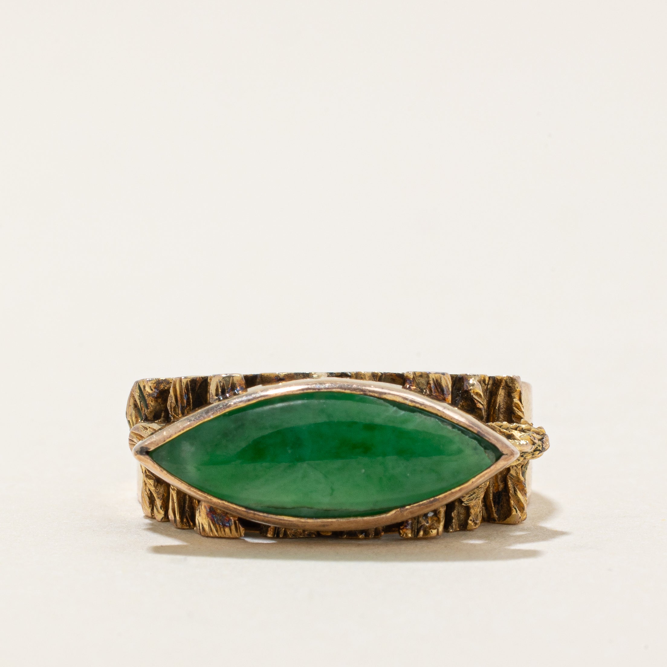 Bezel Set East West Jadeite Textured Ring | 1.5ct | SZ 6.5 |