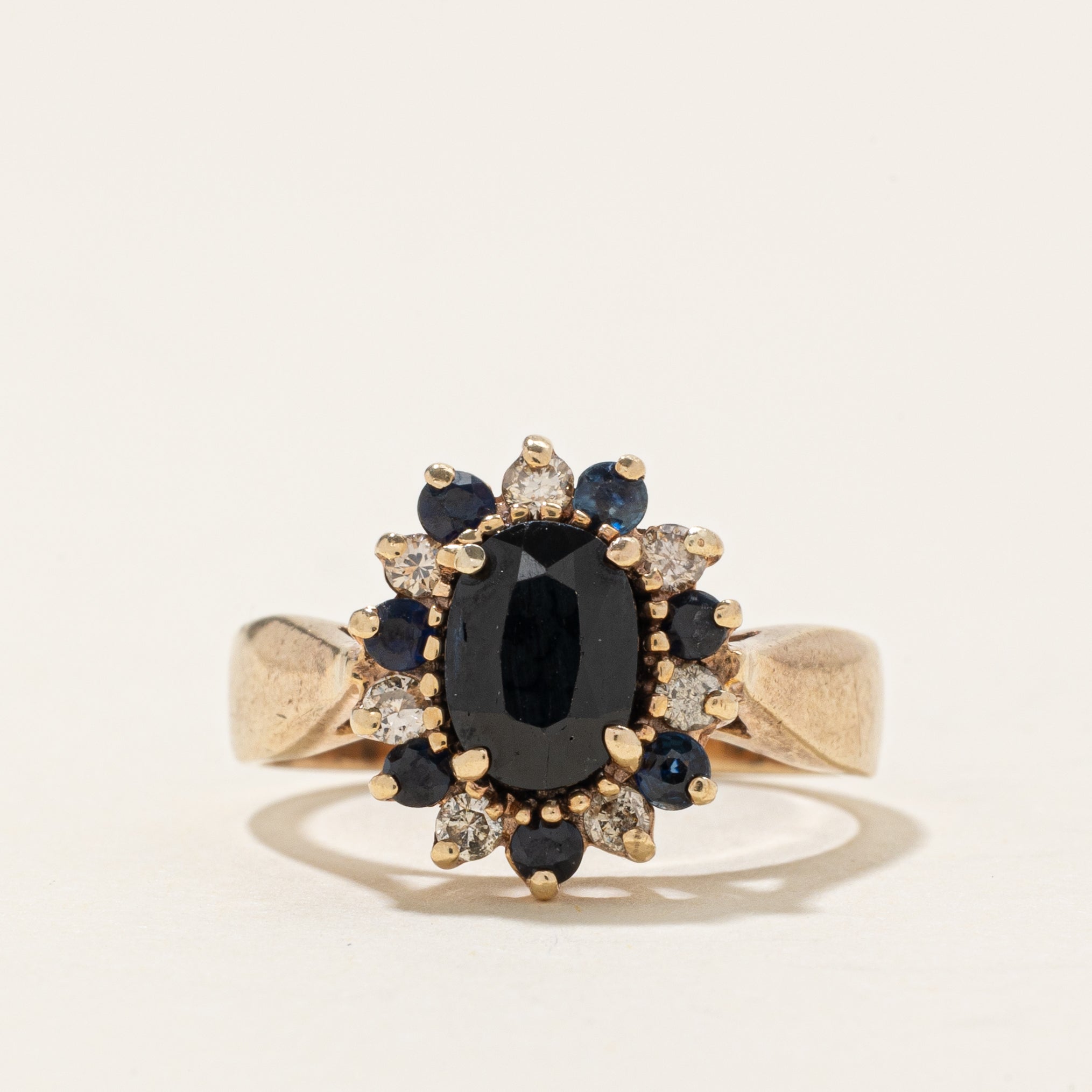 Oval Cut Sapphire & Diamond Petal Halo Ring | 1.0ctw, 0.21ctw | SZ 4.75 |