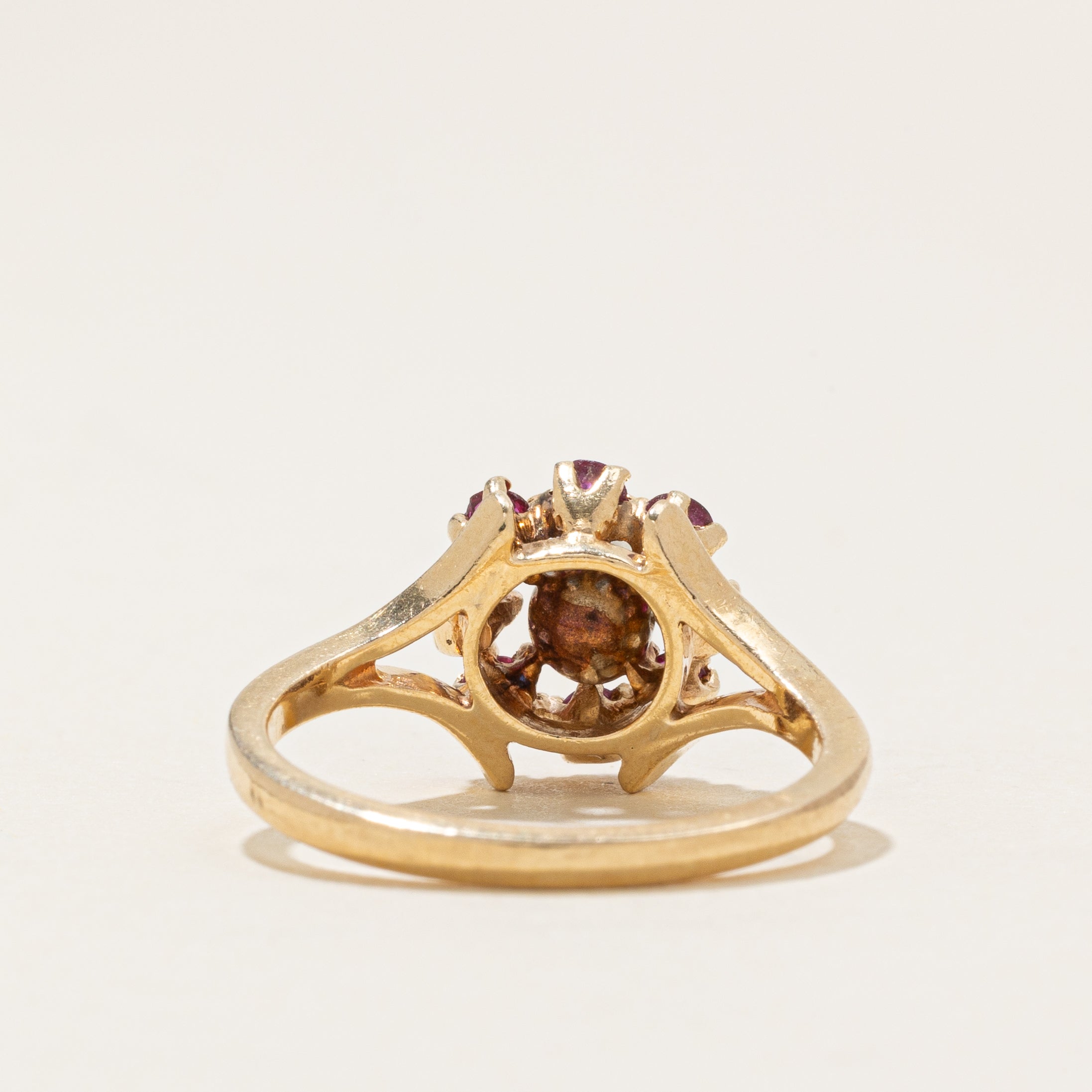 Diamond & Ruby Halo Ring | 0.16ct, 0.34ctw | SZ 6.5 |