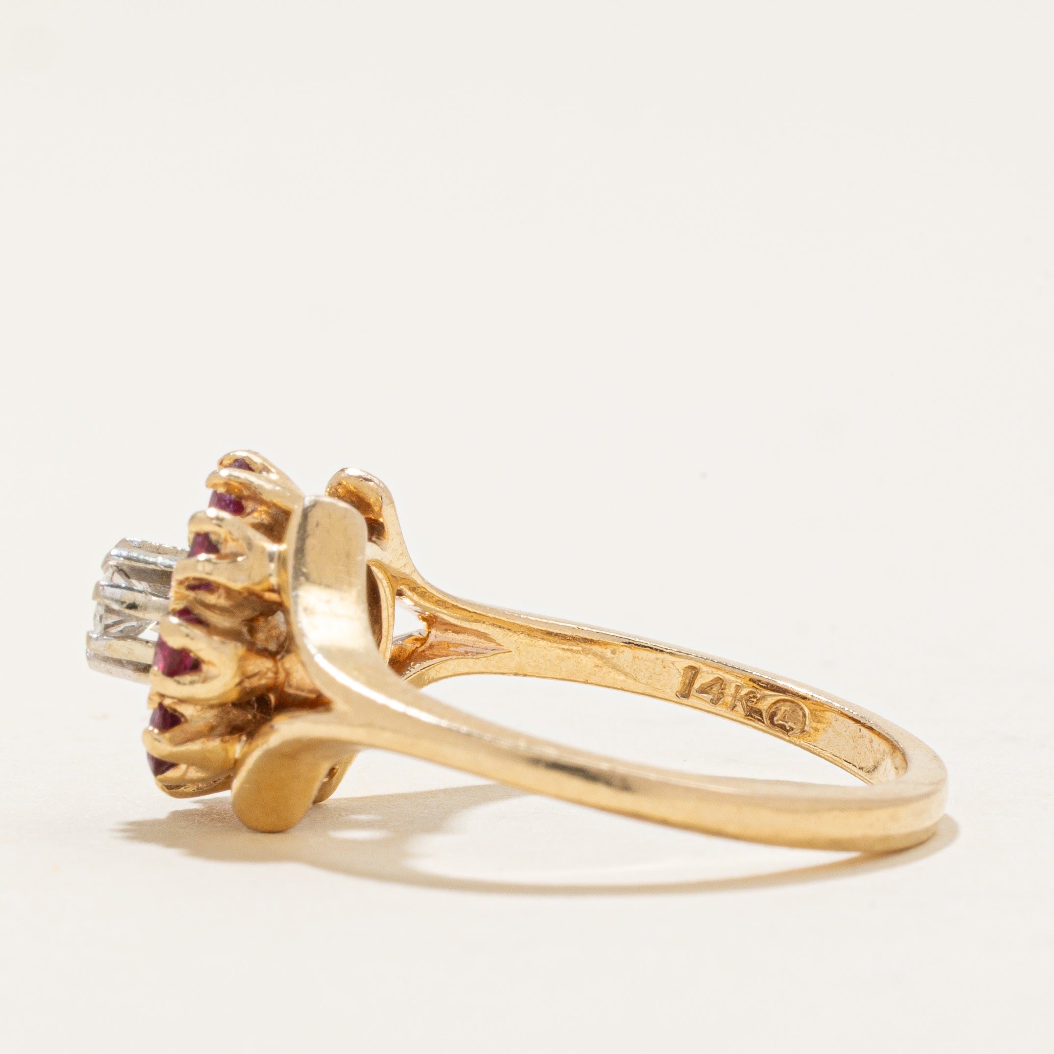 Diamond & Ruby Halo Ring | 0.16ct, 0.34ctw | SZ 6.5 |