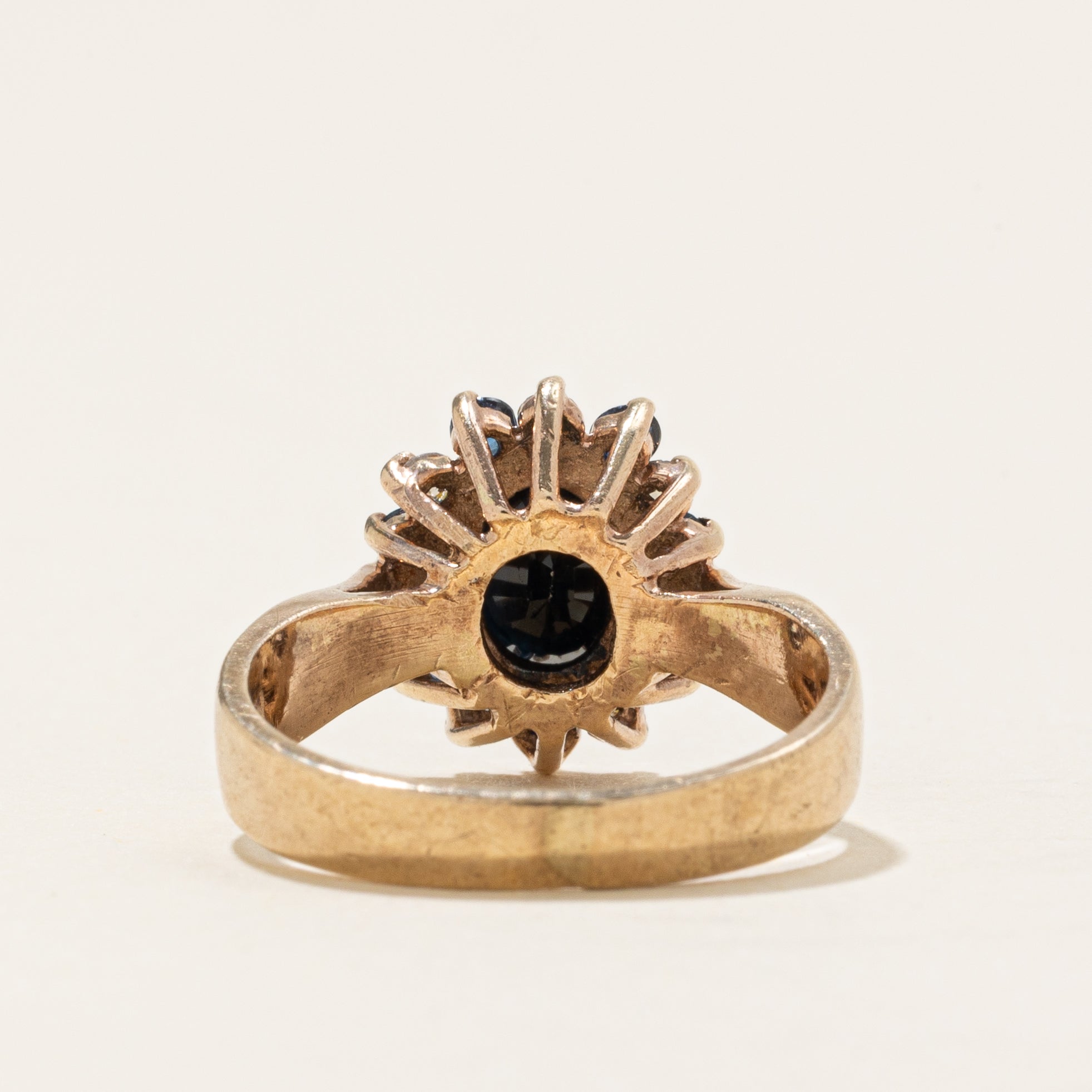 Oval Cut Sapphire & Diamond Petal Halo Ring | 1.0ctw, 0.21ctw | SZ 4.75 |