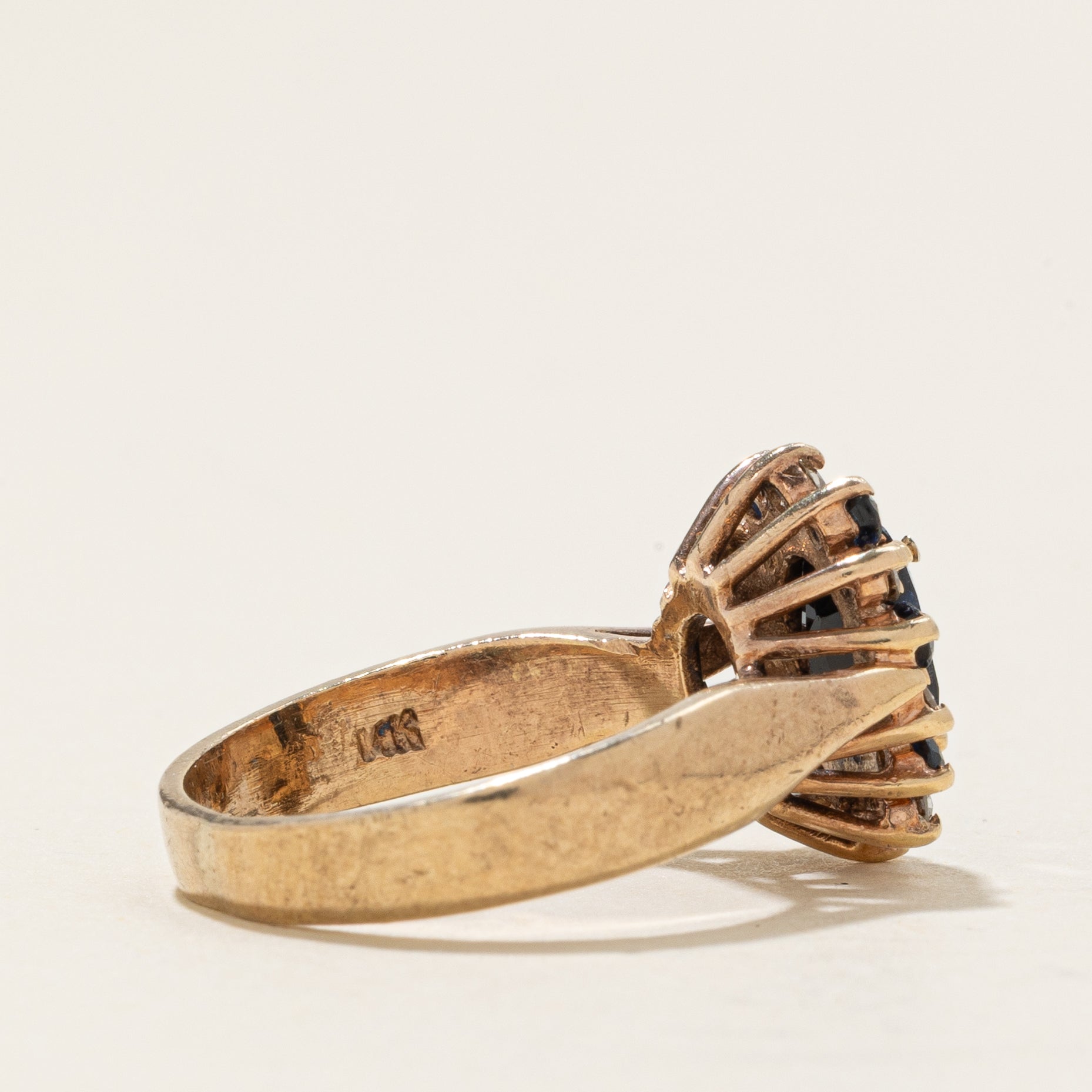 Oval Cut Sapphire & Diamond Petal Halo Ring | 1.0ctw, 0.21ctw | SZ 4.75 |