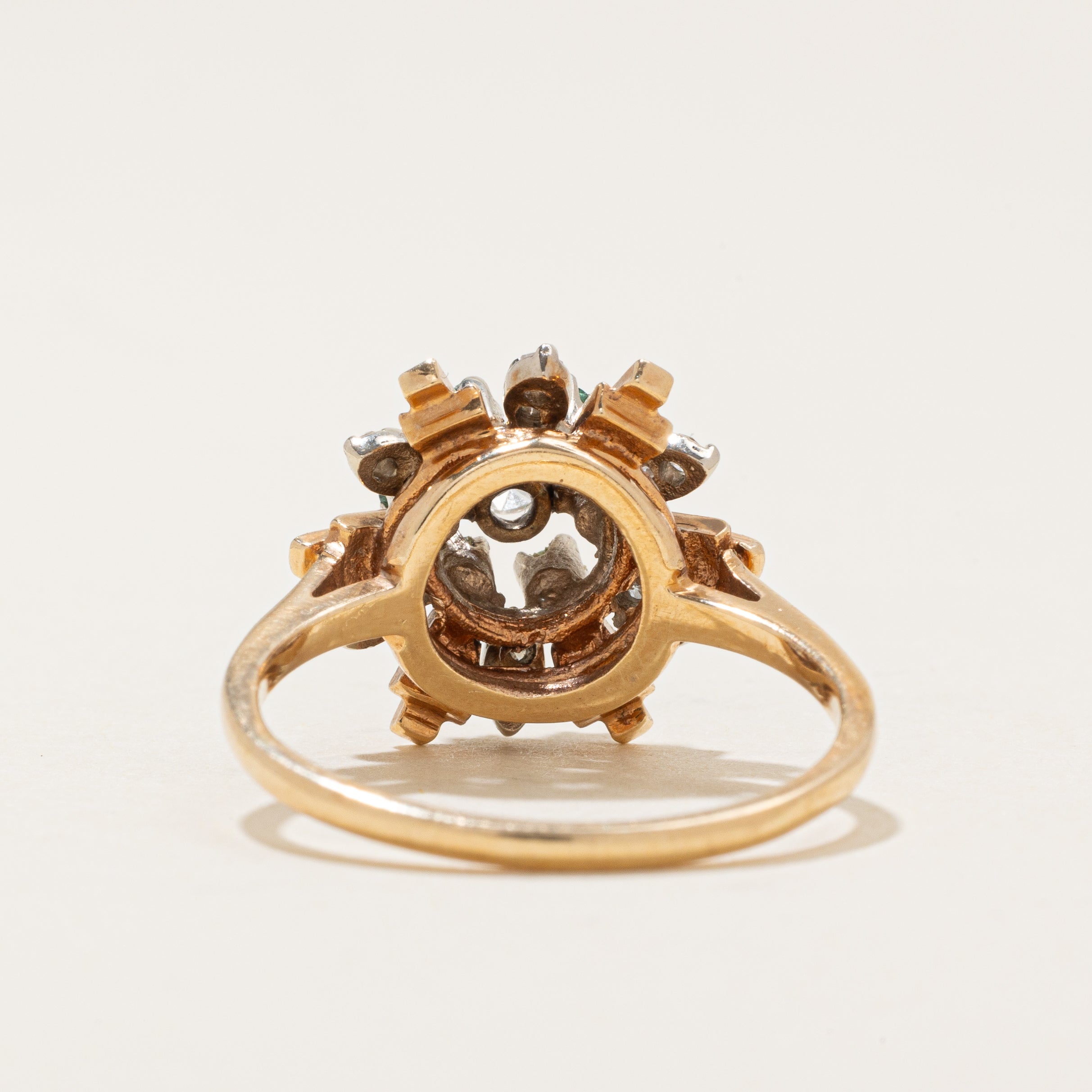 Emerald & Diamond Cluster Cocktail Ring | 0.18ctw, 0.25ctw | SZ 8.0 |