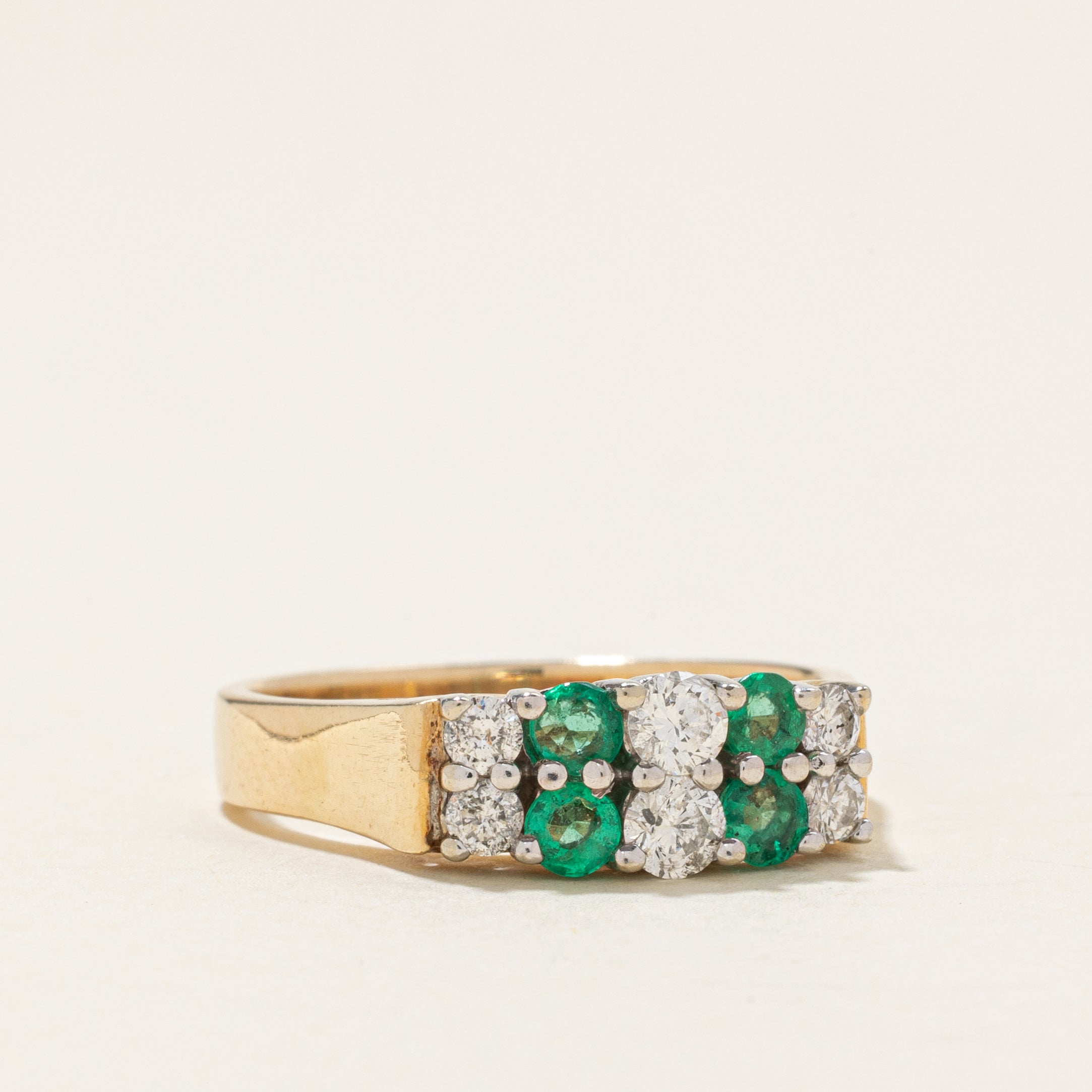 Multi Column Diamond & Emerald Ring | 0.34ctw, 0.24ctw | SZ 7.0 |
