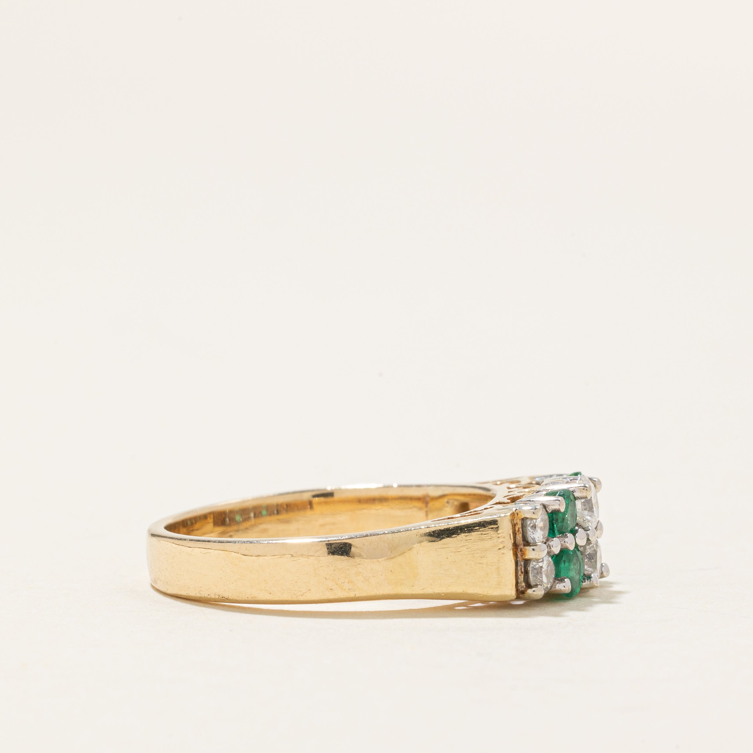 Multi Column Diamond & Emerald Ring | 0.34ctw, 0.24ctw | SZ 7.0 |