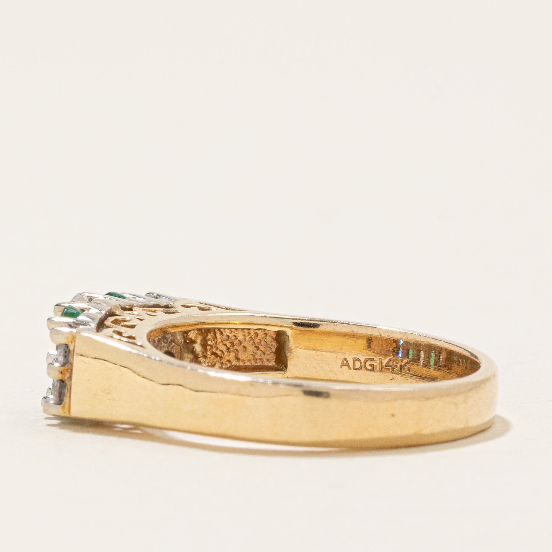 Multi Column Diamond & Emerald Ring | 0.34ctw, 0.24ctw | SZ 7.0 |