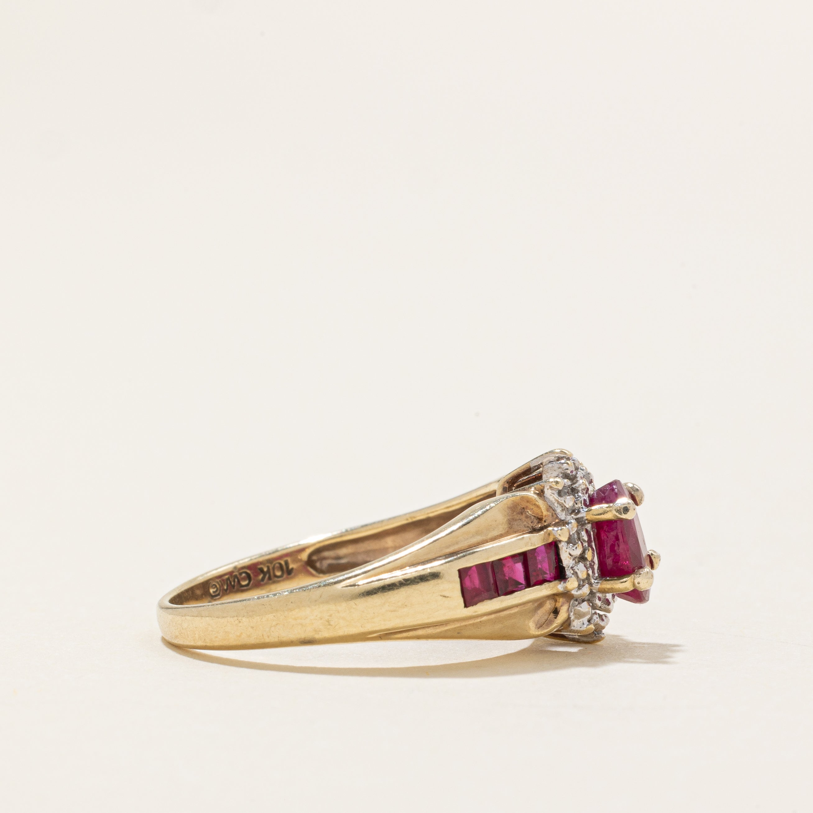 Ruby & Diamond Petal Halo Ring | 0.5ctw, 0.04ctw | SZ 6.25 |