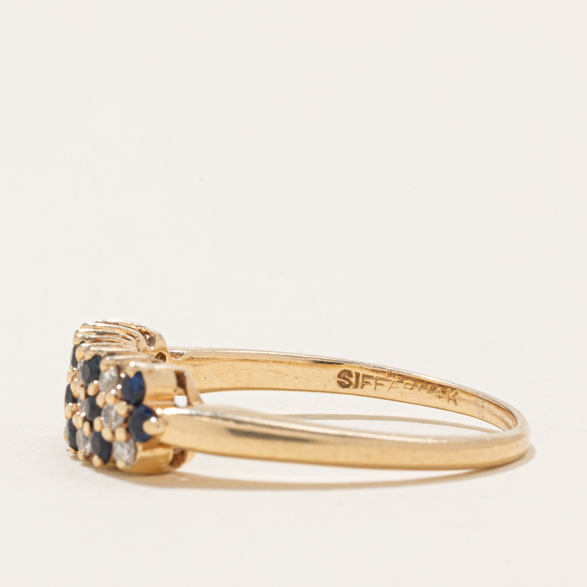 Bague multi-rangs diamants et saphirs | 0,27 ct, 0,23 ct | Taille 7,5 |