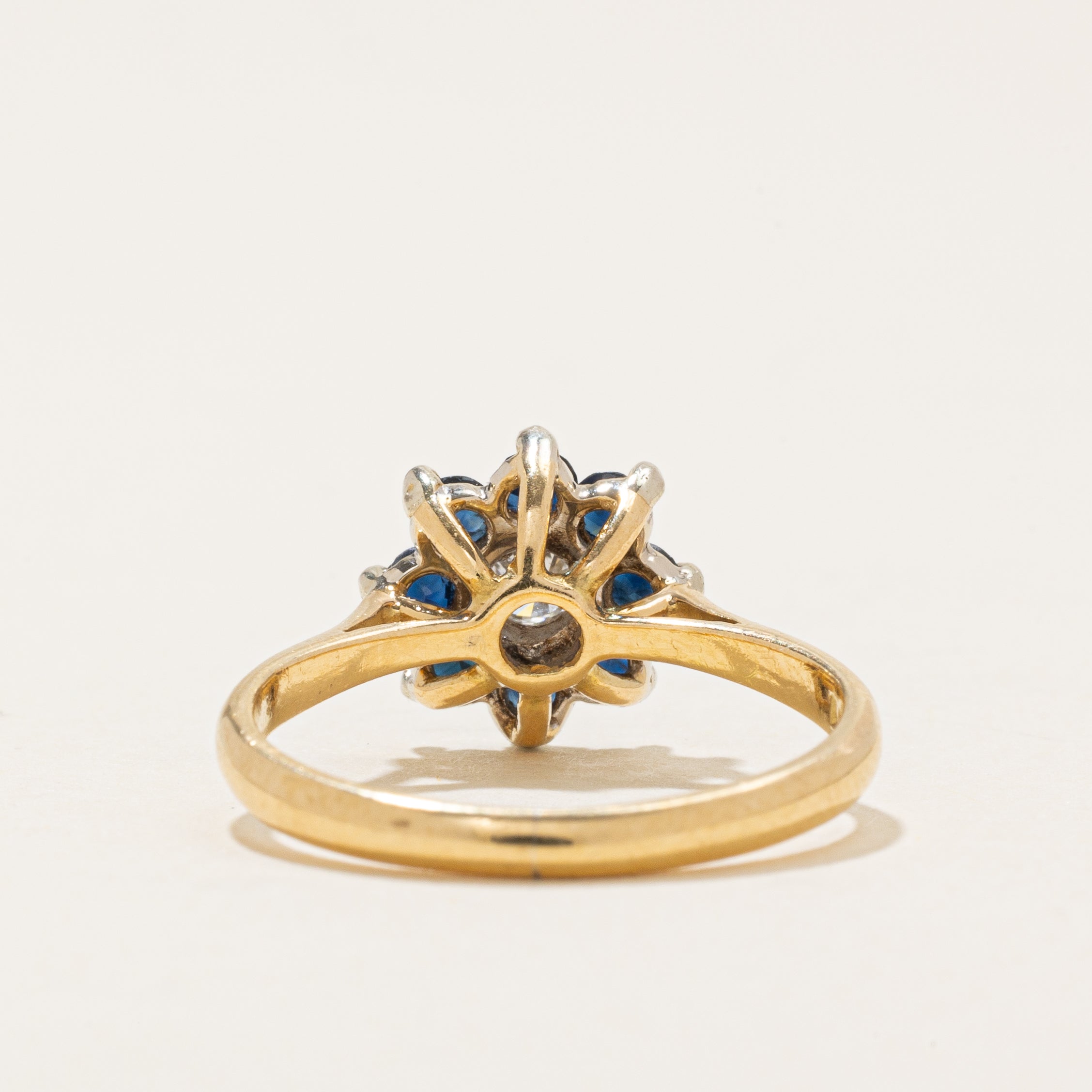 1969 Birmingham Diamond & Sapphire Petal Floral Ring | 0.14ct, 0.64ctw | SZ 6.0 |