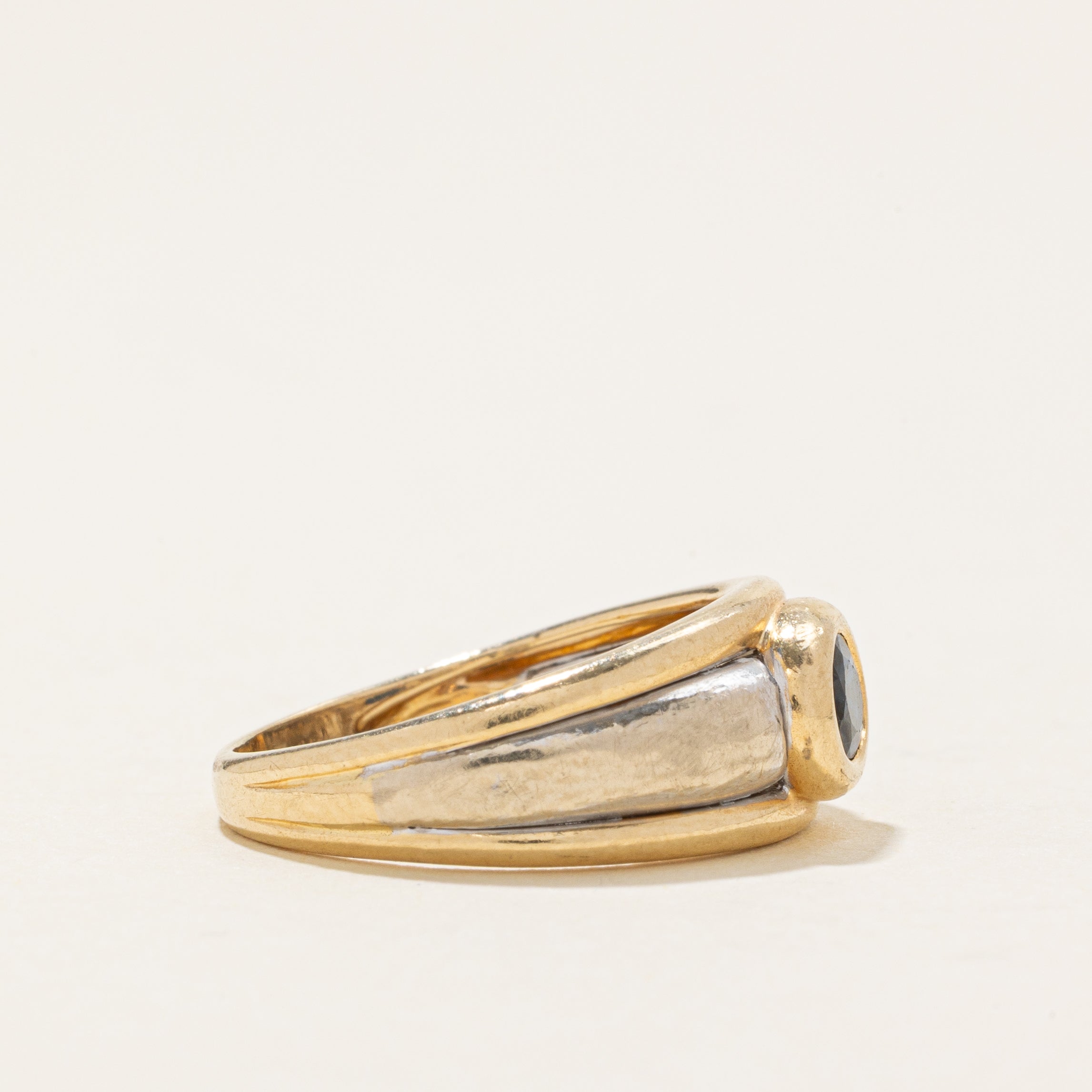 Bague saphir serti clos bicolore | 0,4 ct | Taille 5,0 |