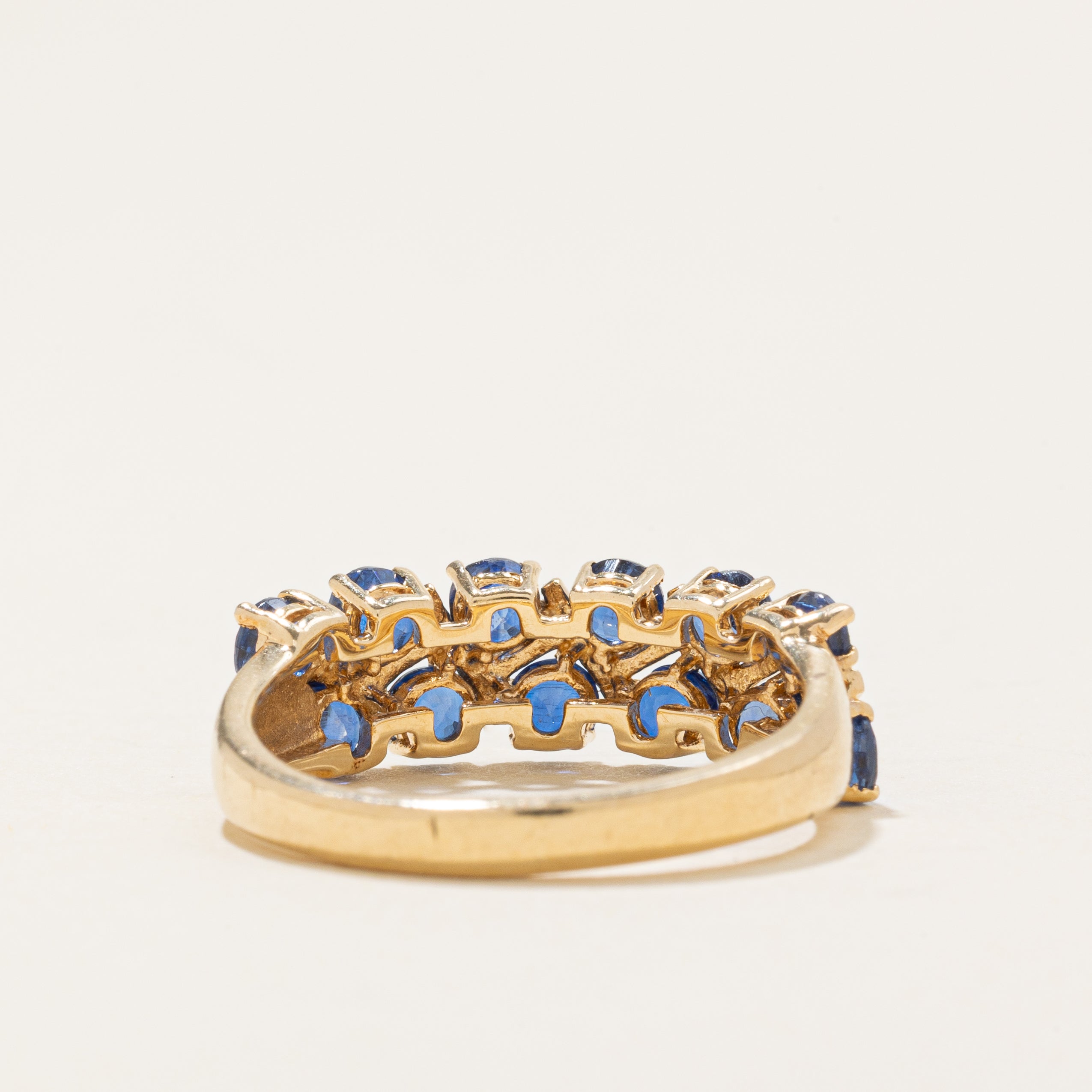 Bague saphir double rangée semi-éternité | 1,2 ct | Taille 7,75 |