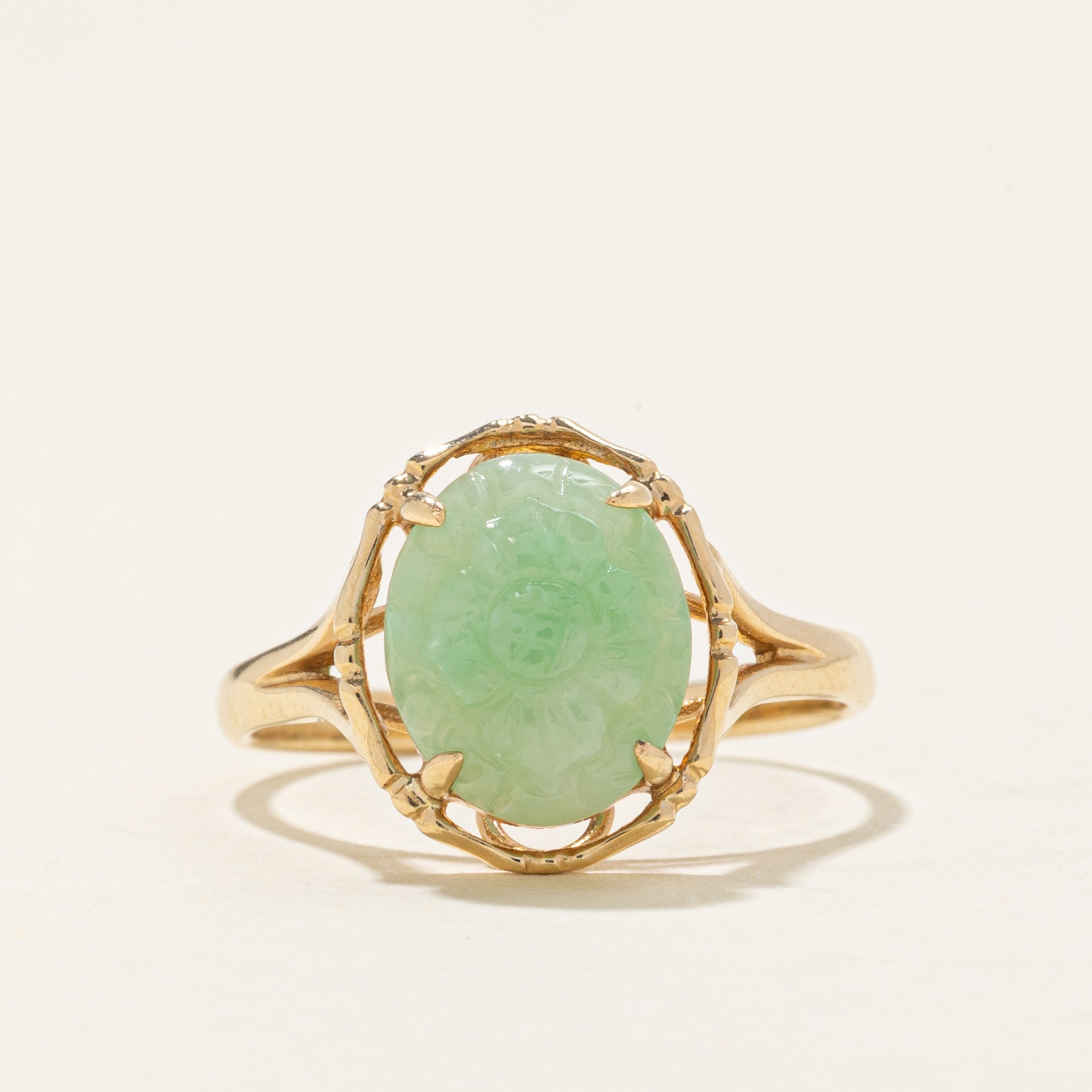 Oval Cabochon Jadeite Ring | 2.16ct | SZ 6.5 |
