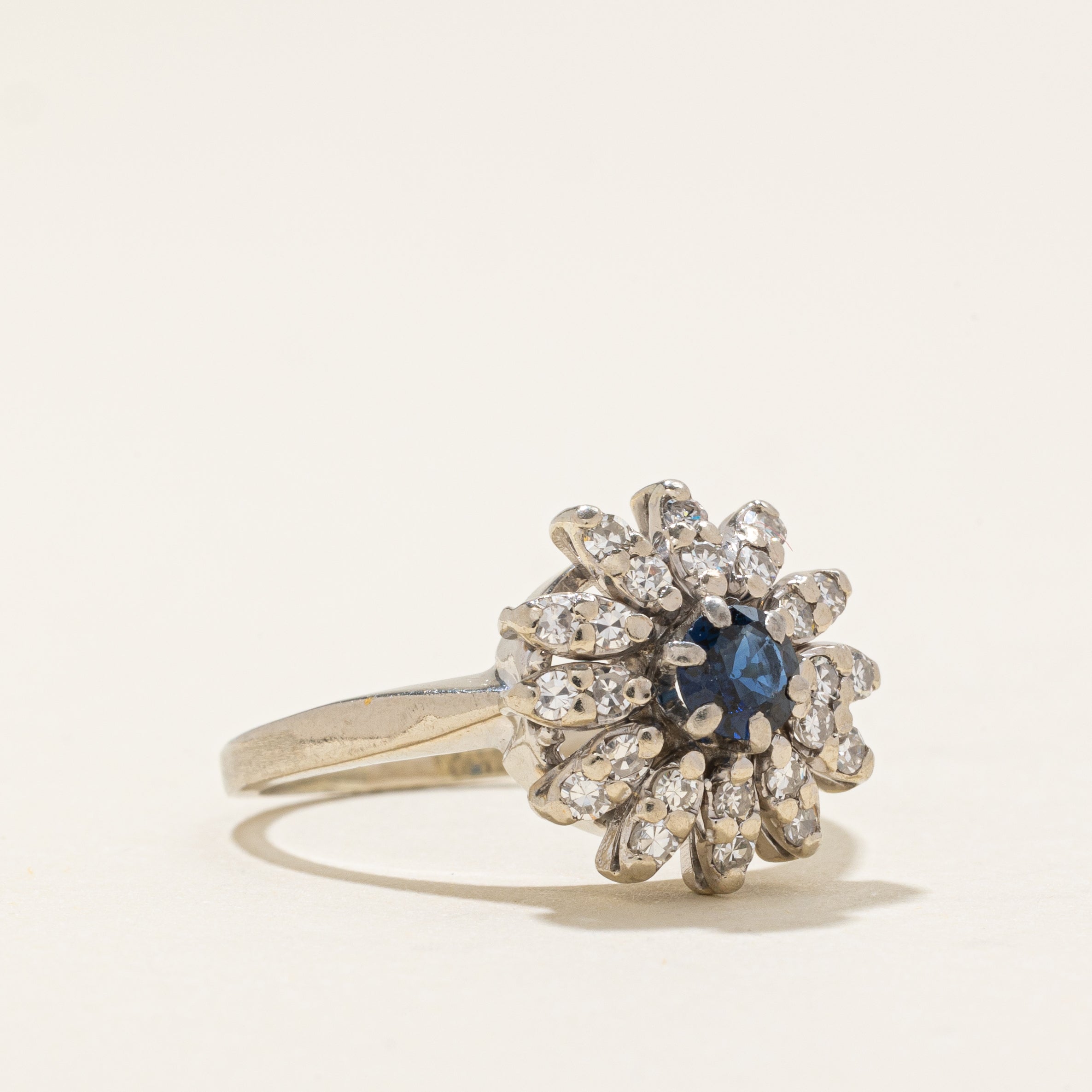 Sapphire & Diamond Petal Floral Ring | 0.2ct, 0.24ctw | SZ 6.0 |