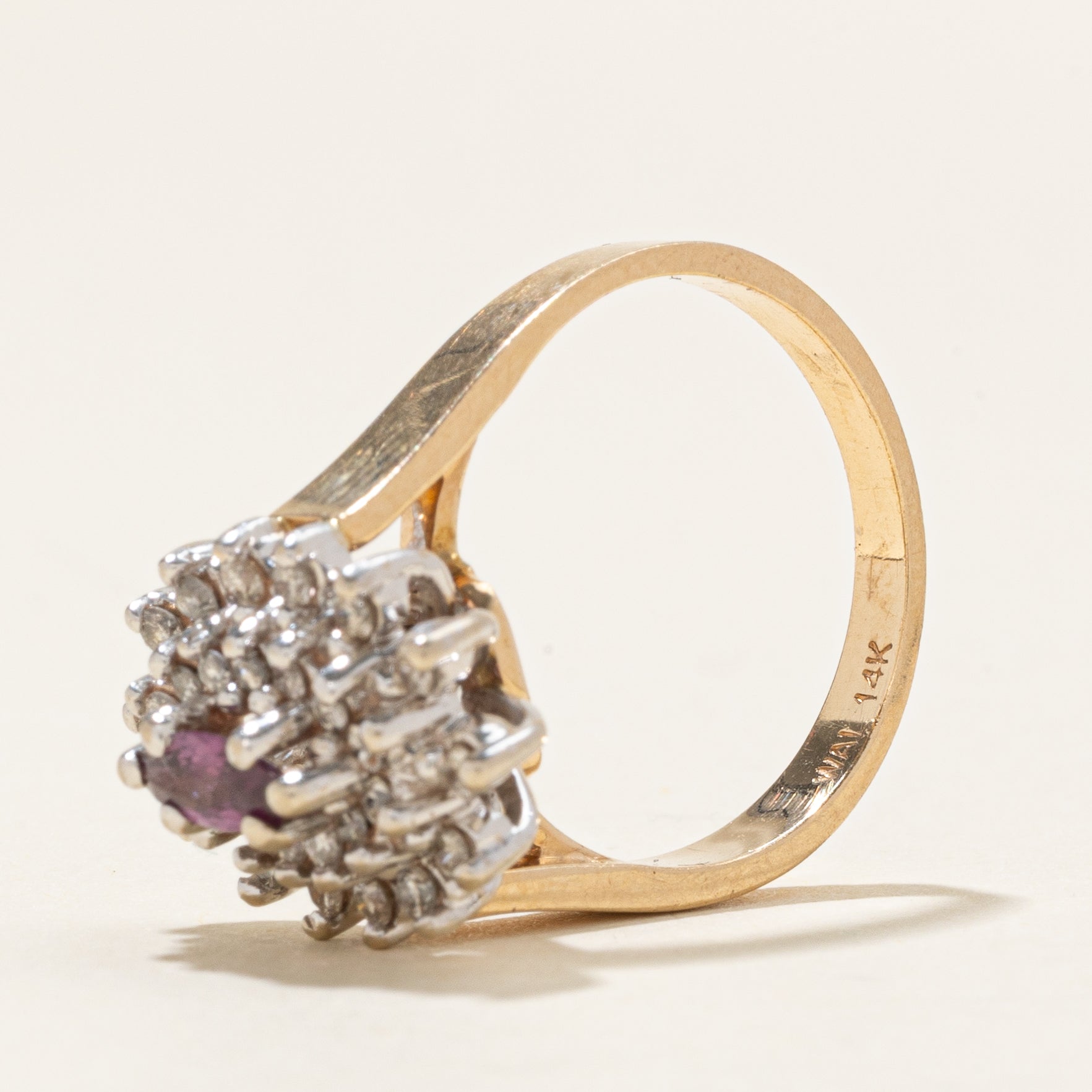 Marquise Cut Ruby & Diamond Halo Cluster Ring | 0.28ctw | SZ 5.75 |