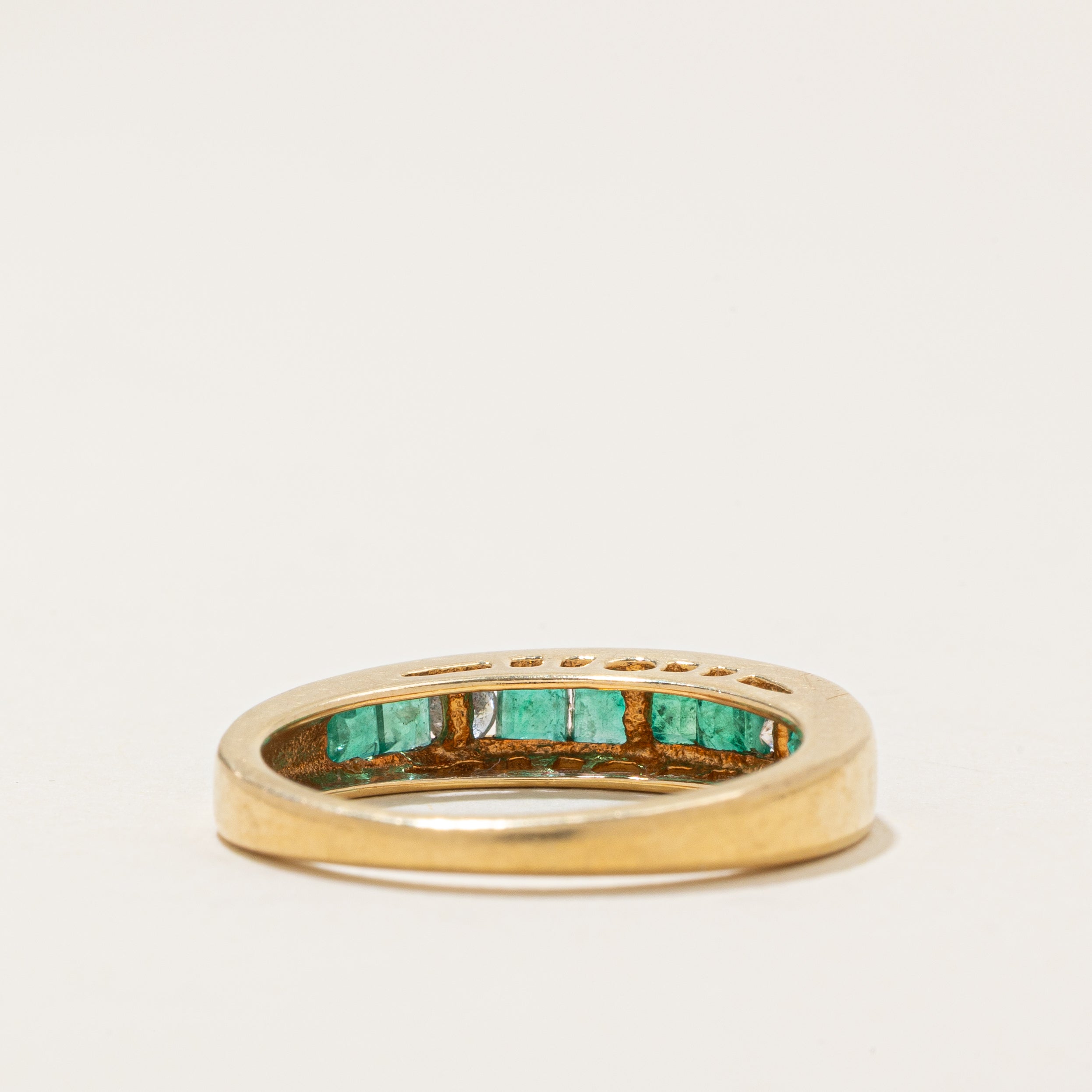 Semi Eternity Emerald & Diamond Band | 0.75ctw, 0.11ctw | SZ 6.75 |