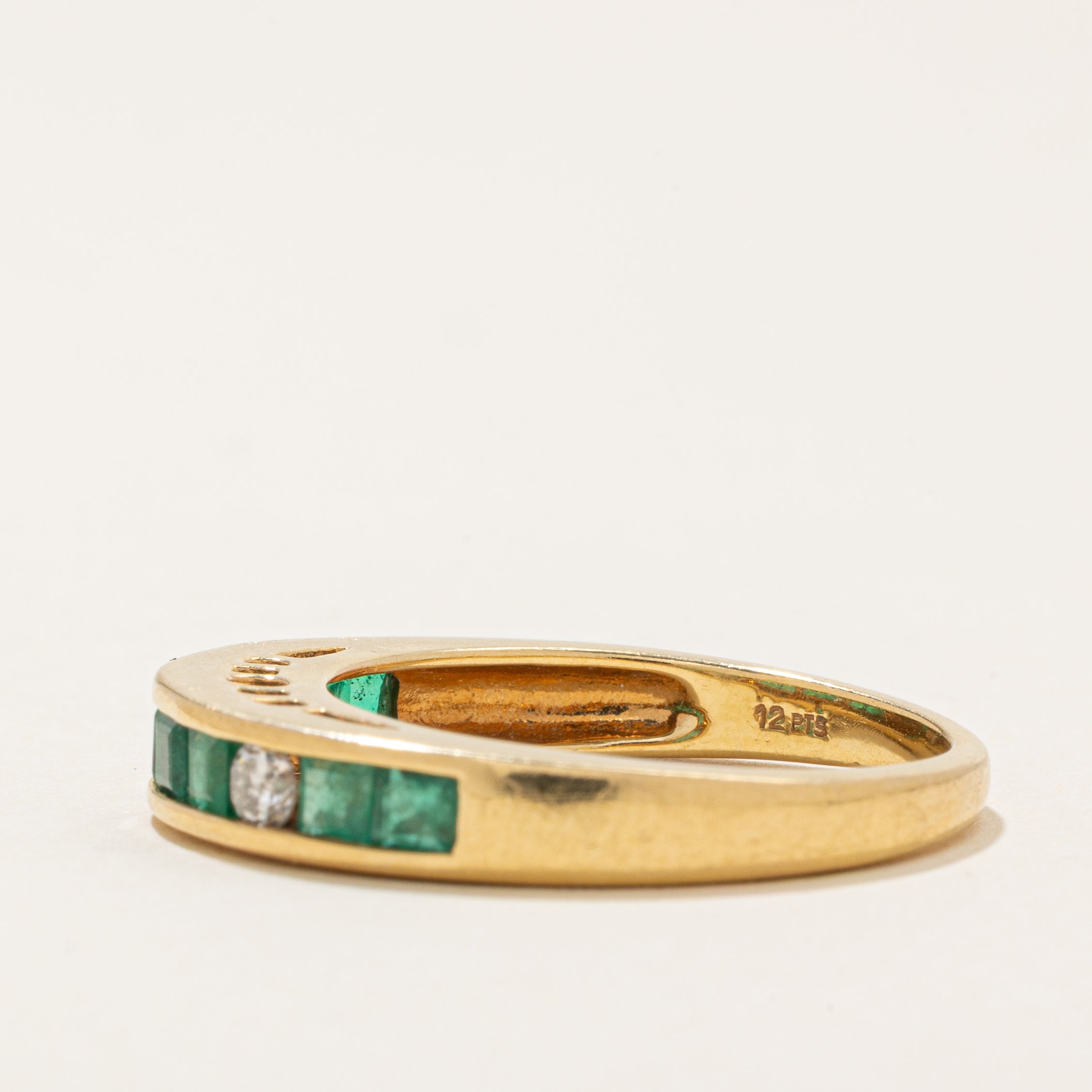 Semi Eternity Emerald & Diamond Band | 0.75ctw, 0.11ctw | SZ 6.75 |