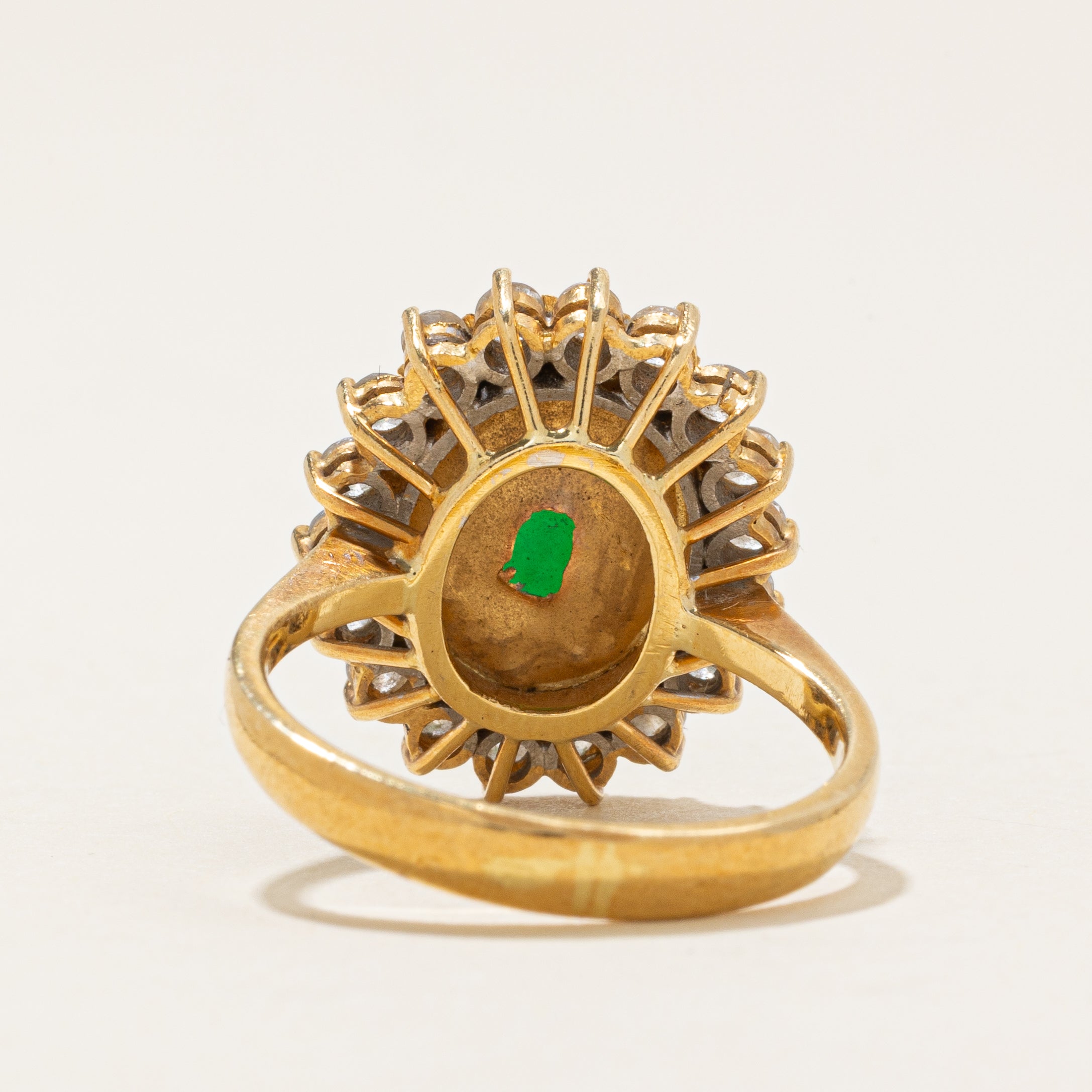 Jadeite & Diamond Petal Halo Cocktail Ring | 5.0ct, 0.4ctw | SZ 6.0 |