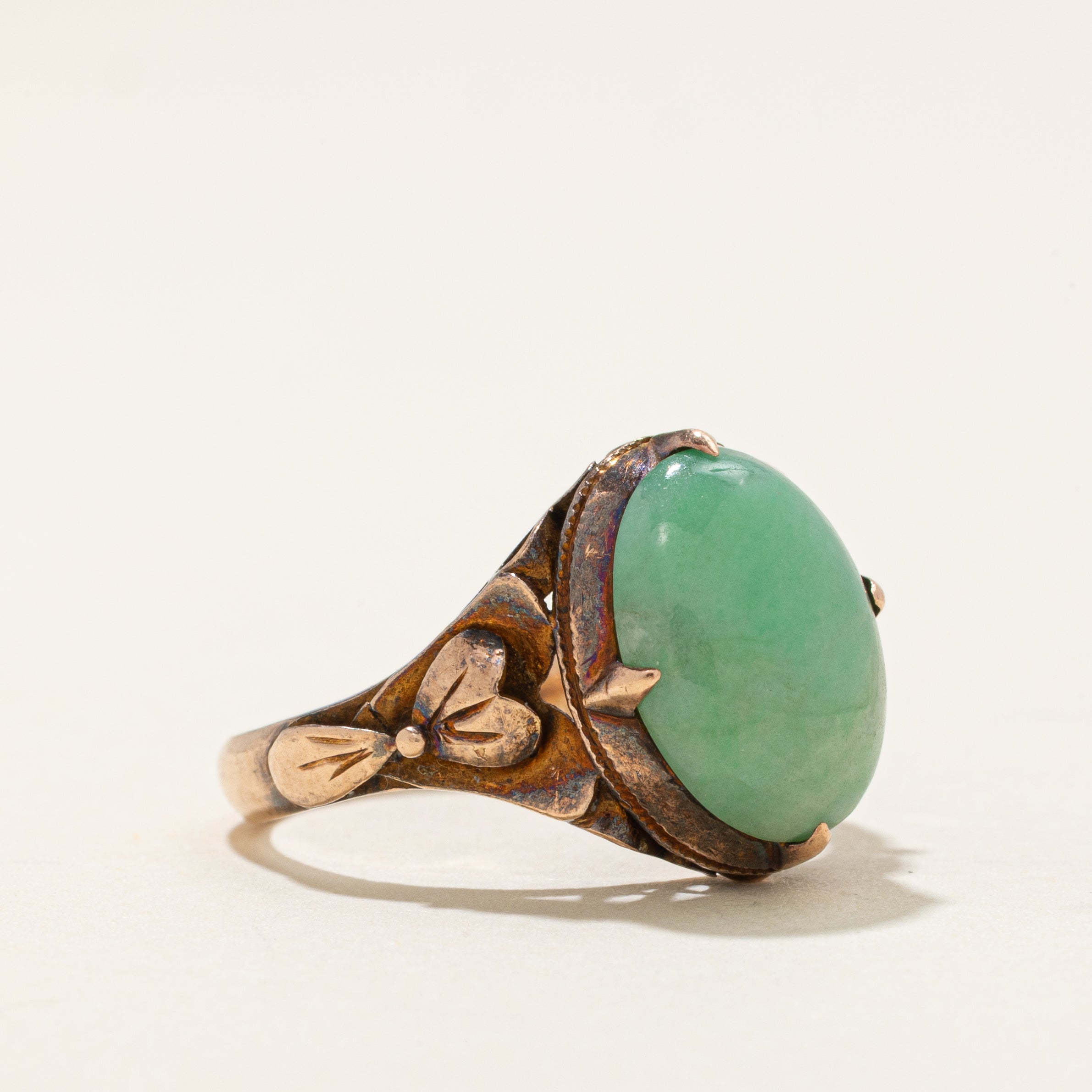 Jadeite Leaf Design Ring | 4.0ct | SZ 6.0 |