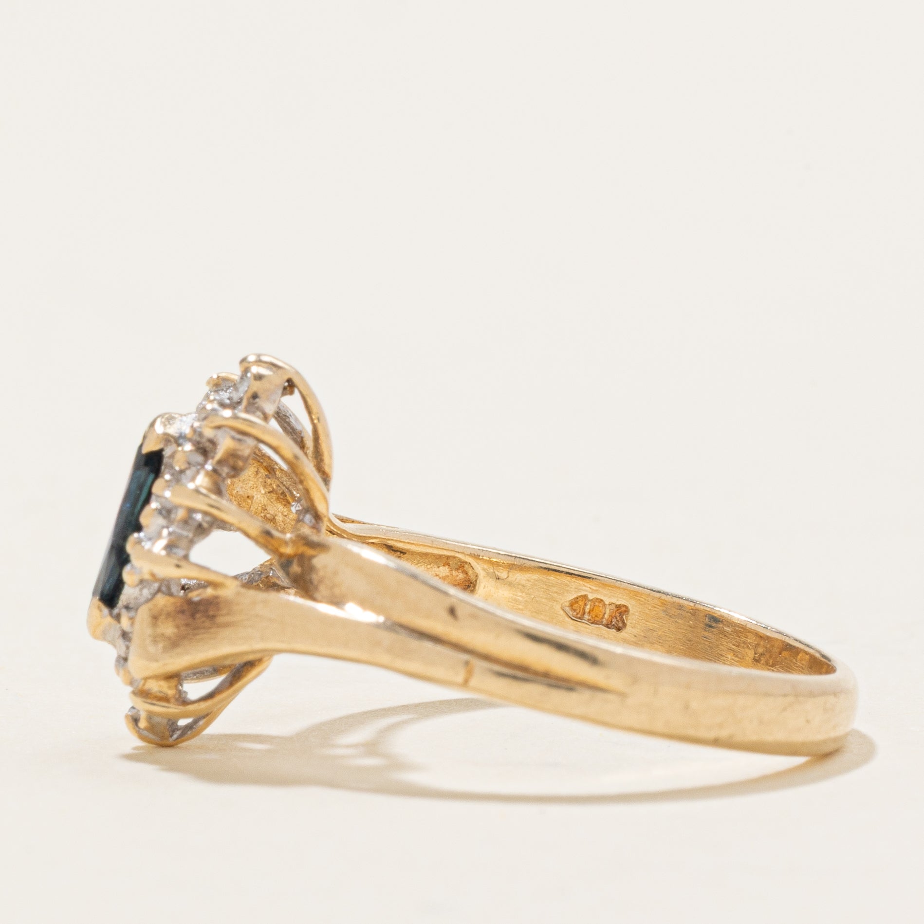 Marquise Cut Sapphire & Diamond Petal Ring | 0.14ct, 0.02ctw | SZ 6.0 |