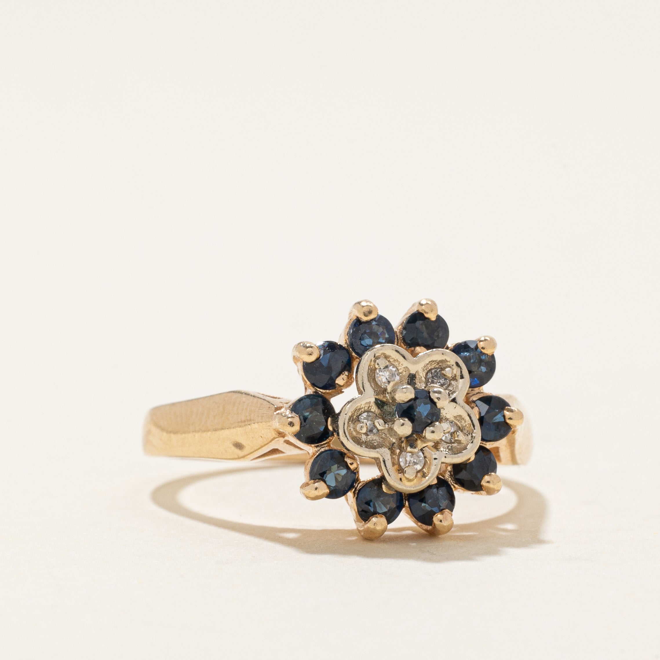Sapphire & Diamond Petal Cluster Ring | 0.5ctw, 0.03ctw | SZ 6.5 |