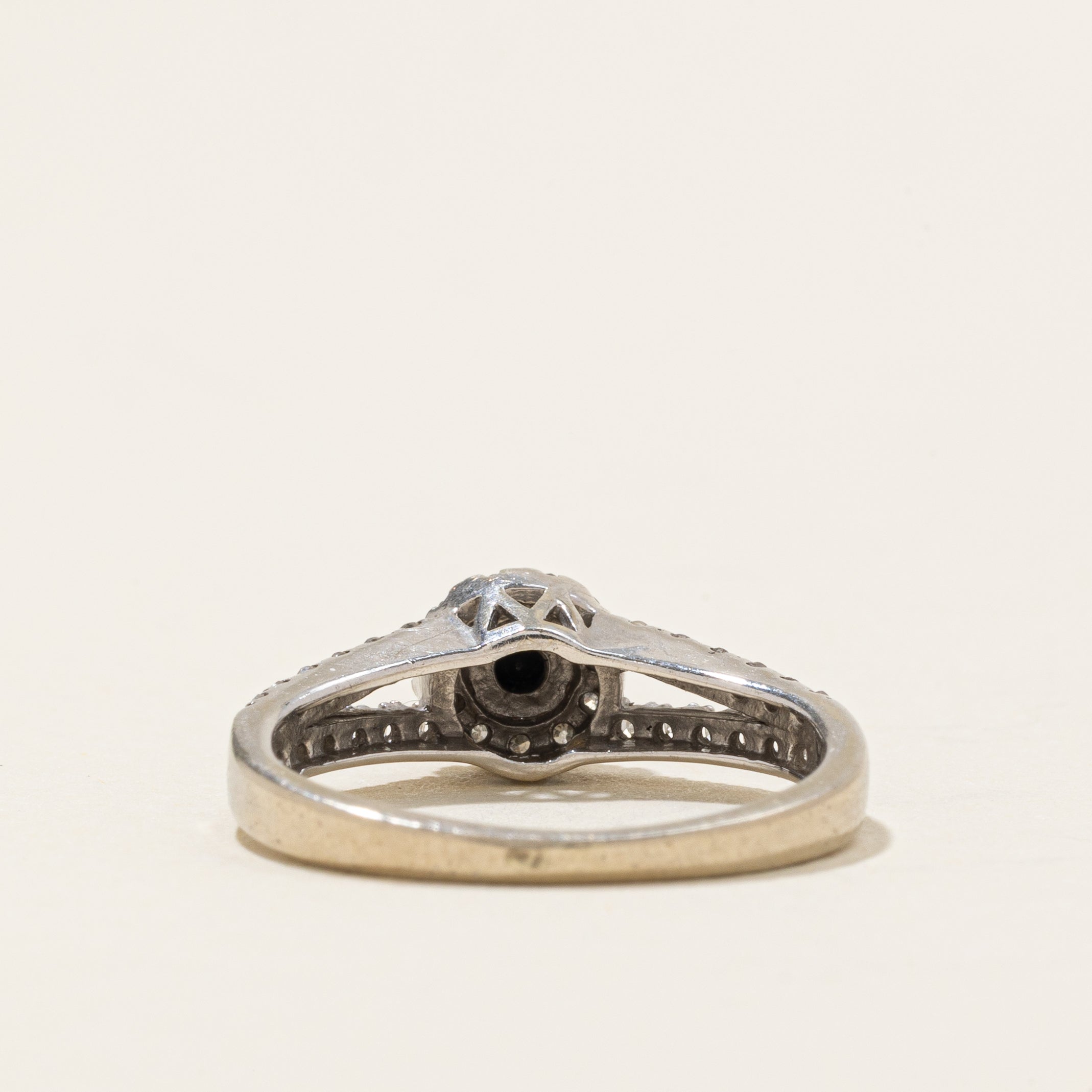 Black Diamond Halo Split Shank Ring | 0.32ctw | SZ 5.0 |