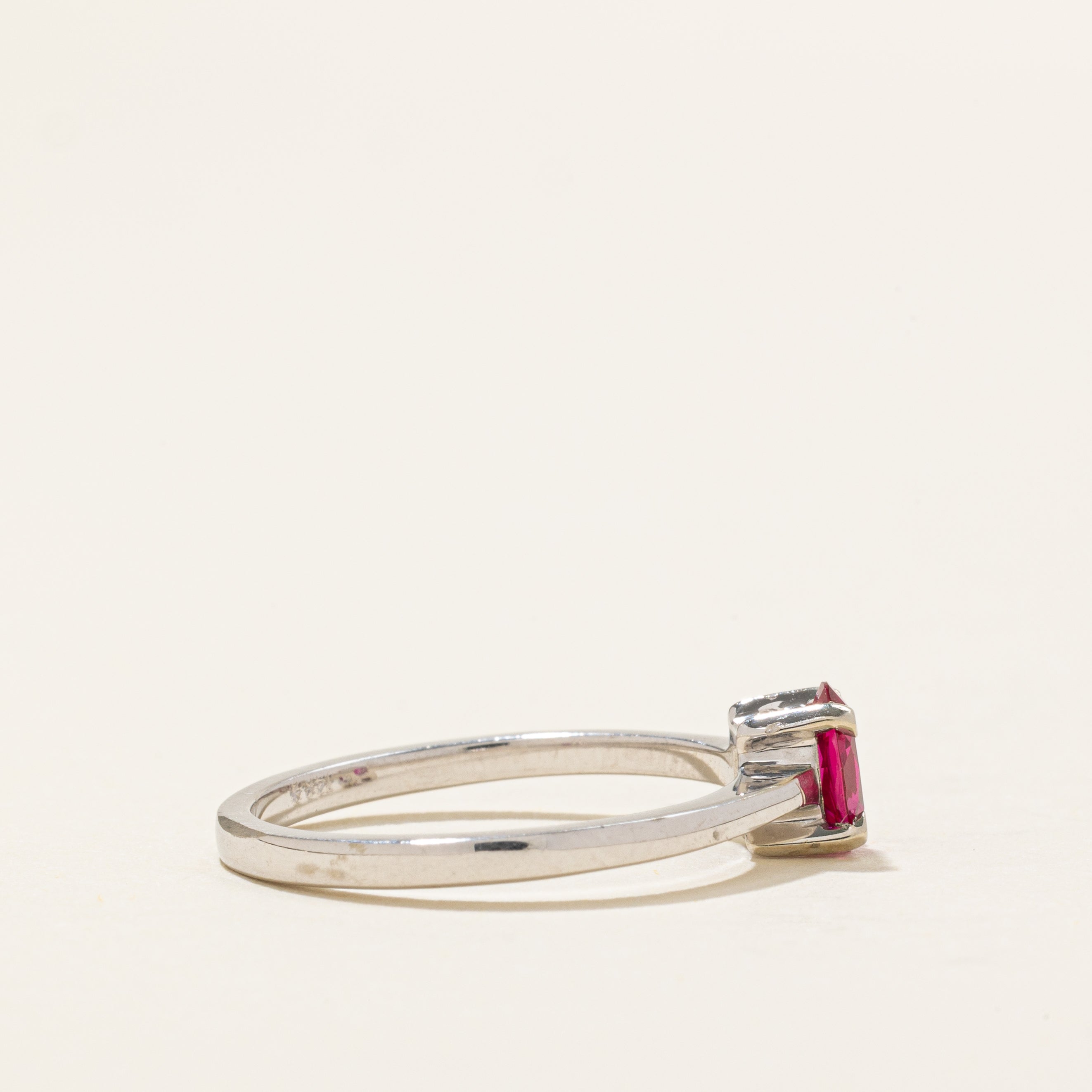 Bague Soliatiare en rubis synthétique | 0,3 ct | Taille 6,25 |