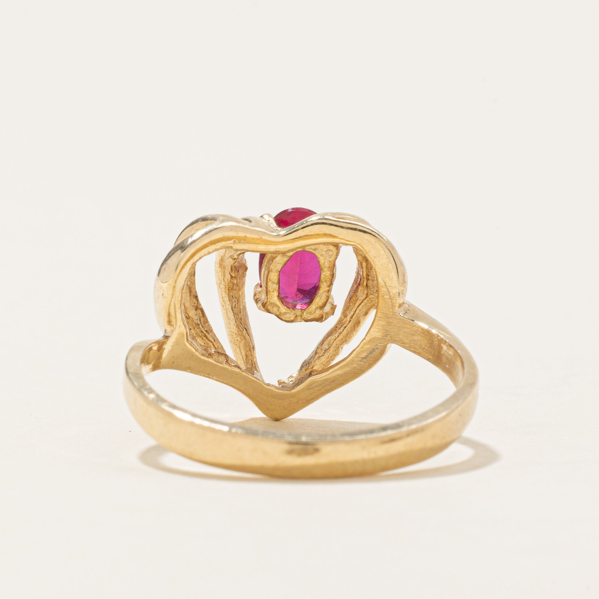 Synthetic Ruby Open Heart Ring | 0.5ct | SZ 5.75 |