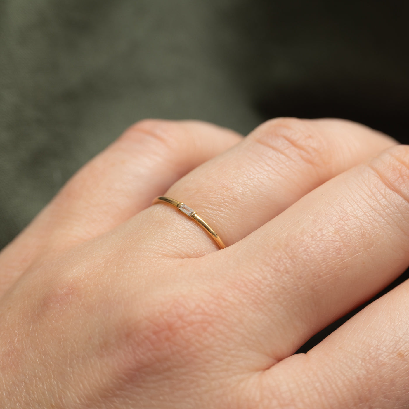 Baguette Cut Diamond Thin Stacking Band | SZ 5