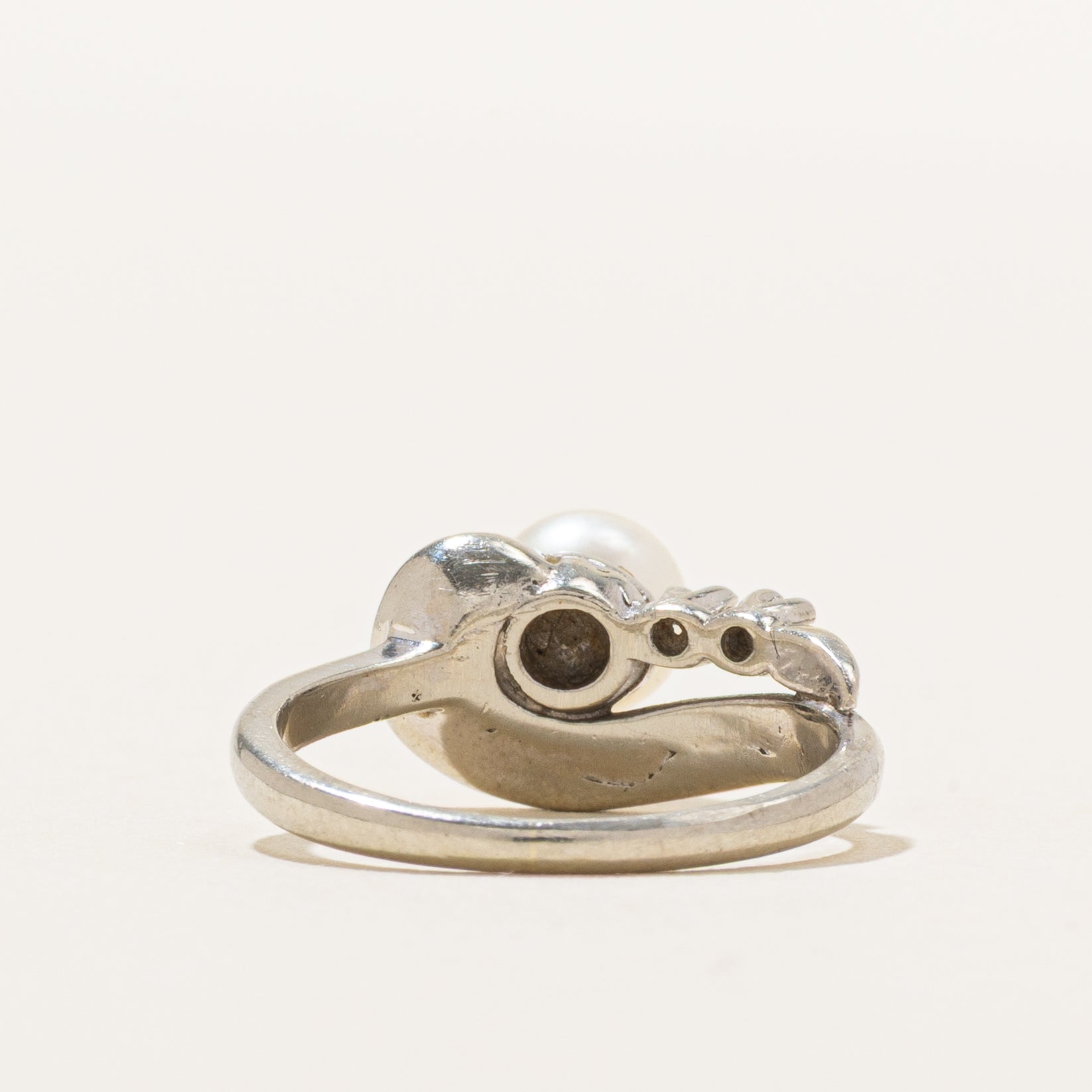 Pearl & Diamond Wave Ring | 0.05ctw | SZ 5