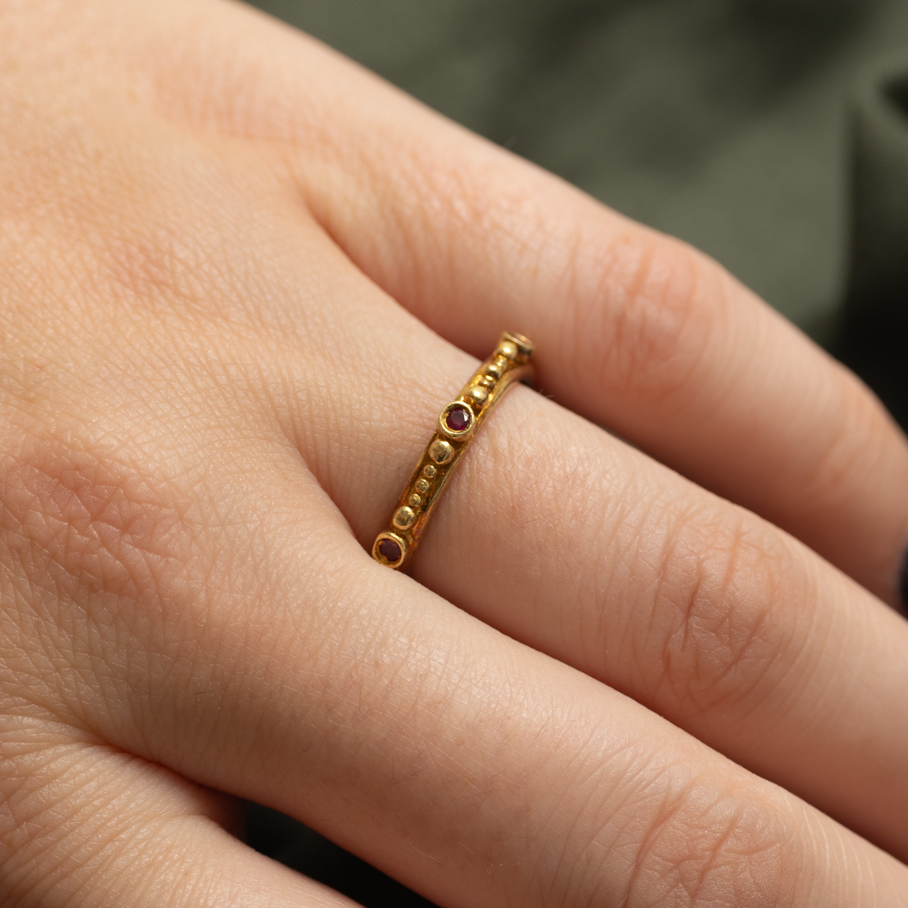 18k Bezel Set Eternity Ruby Band | 0.12ctw | 2.70mm | SZ 6.75