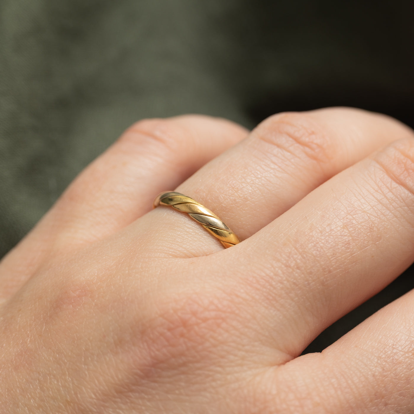 Post-1968 Italian 18k Tri Tone Gold Twisted Ring | SZ 6.5