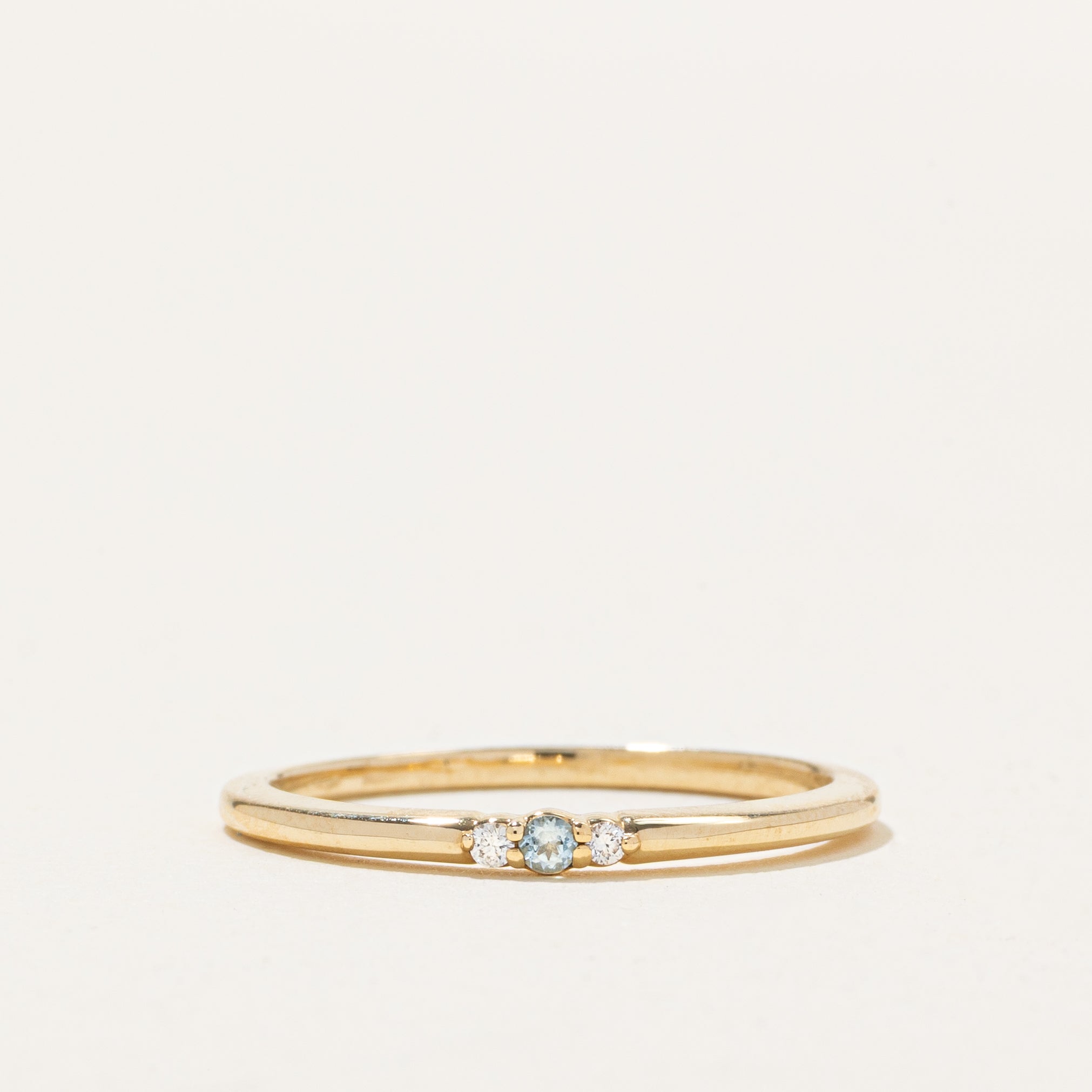 '100 Ways' Three-Stone Diamond & Aquamarine Ring | 0.006ctw, 0.004ct | SZ 7