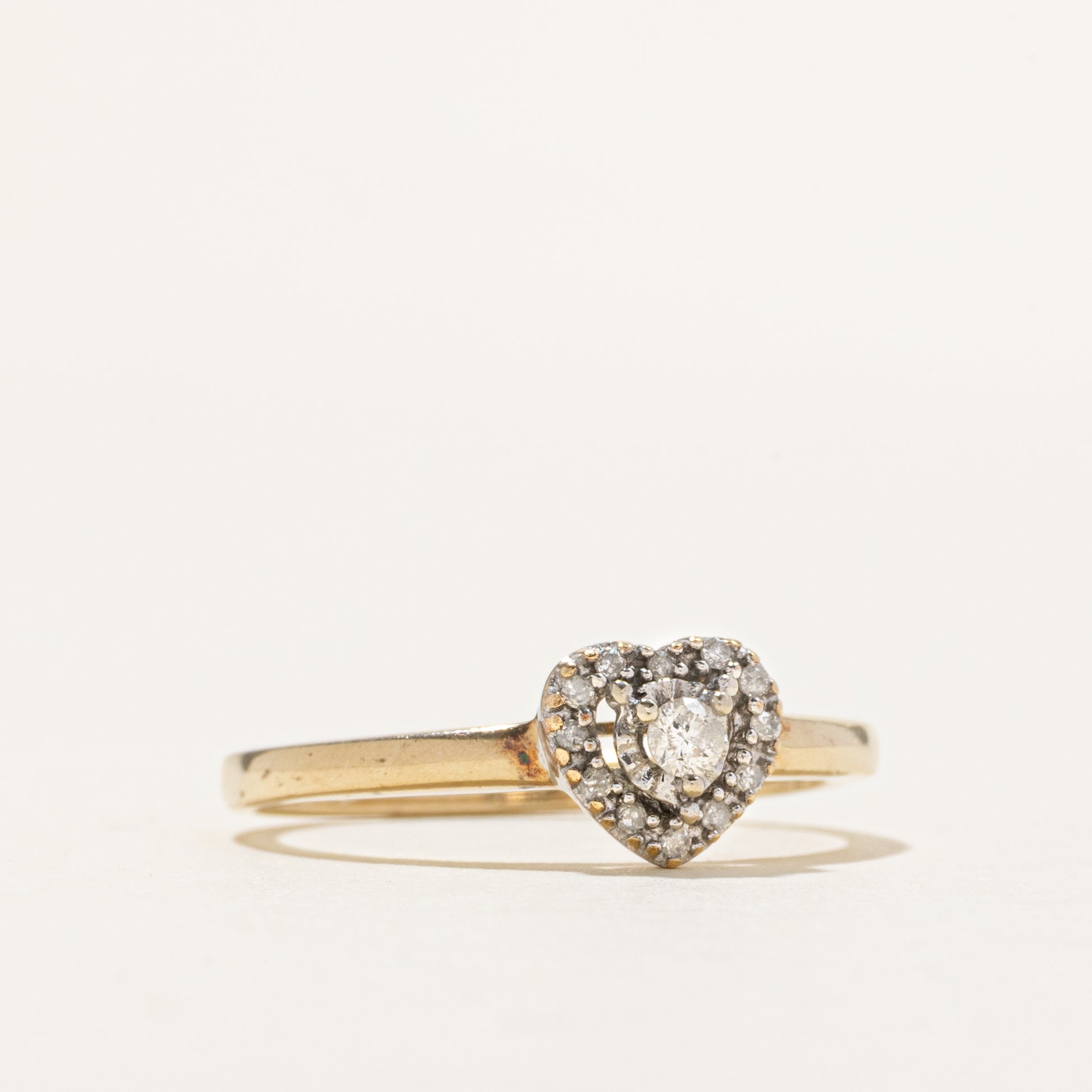 10k Diamond Halo Heart Ring | SZ 7.25
