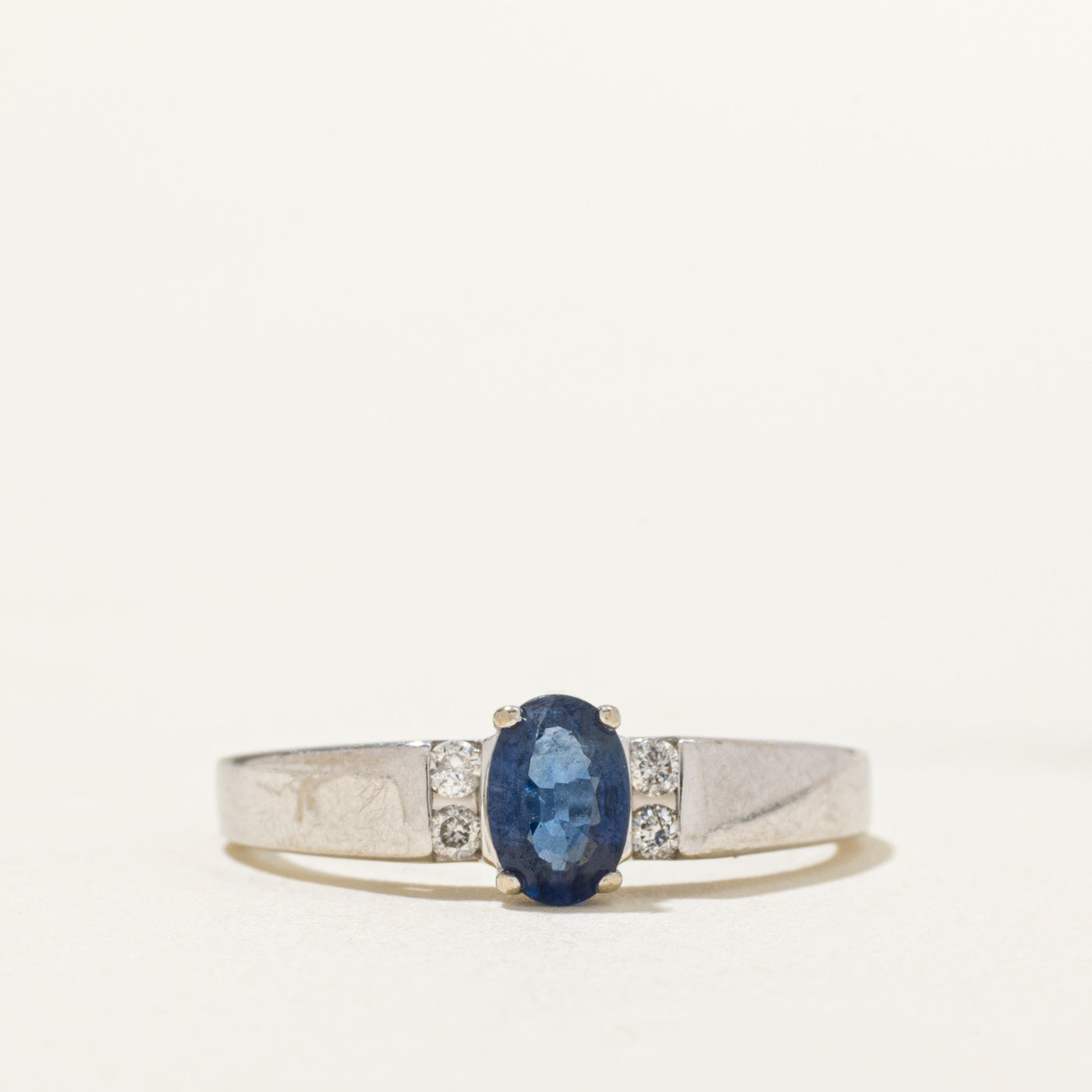 Oval Cut Sapphire & Diamond Accented Ring | 0.60ct, 0.08ctw | SZ 7