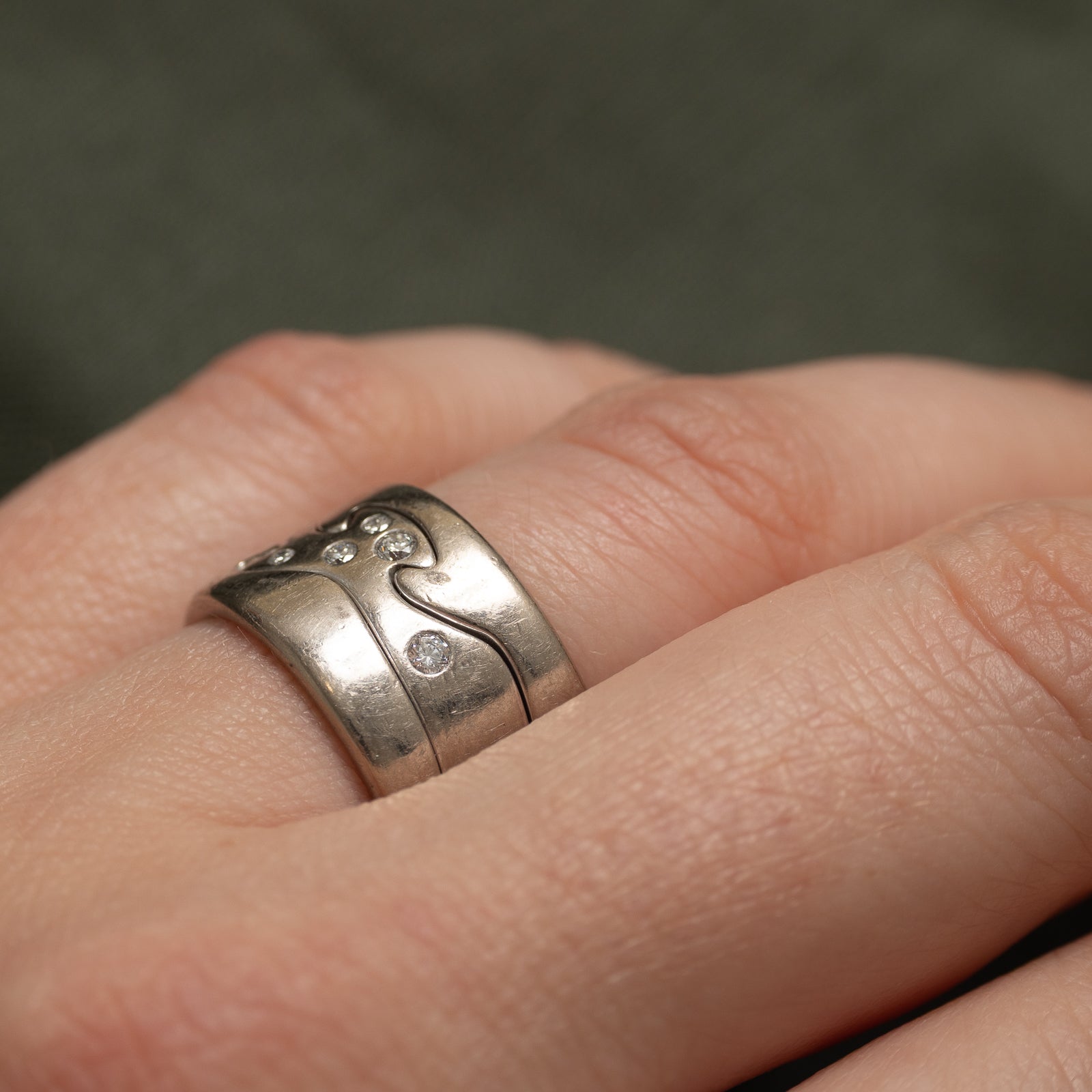 'Georg Jensen' Scattered Diamond Cigar Band | 0.24ctw | SZ 6.25