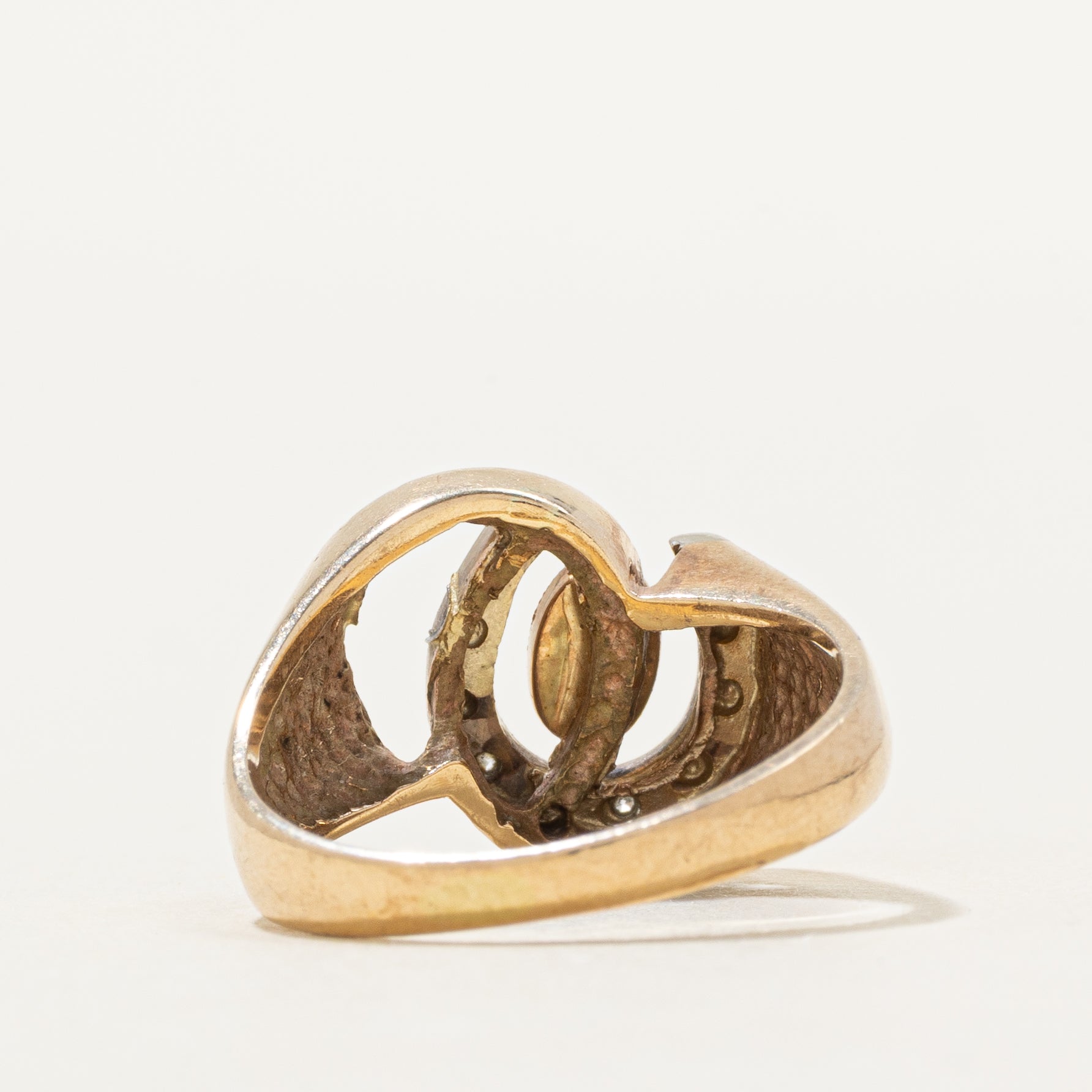 Cabochon Opal & Diamond Horseshoe Ring | 0.07ct, 0.02ctw | SZ 5.5