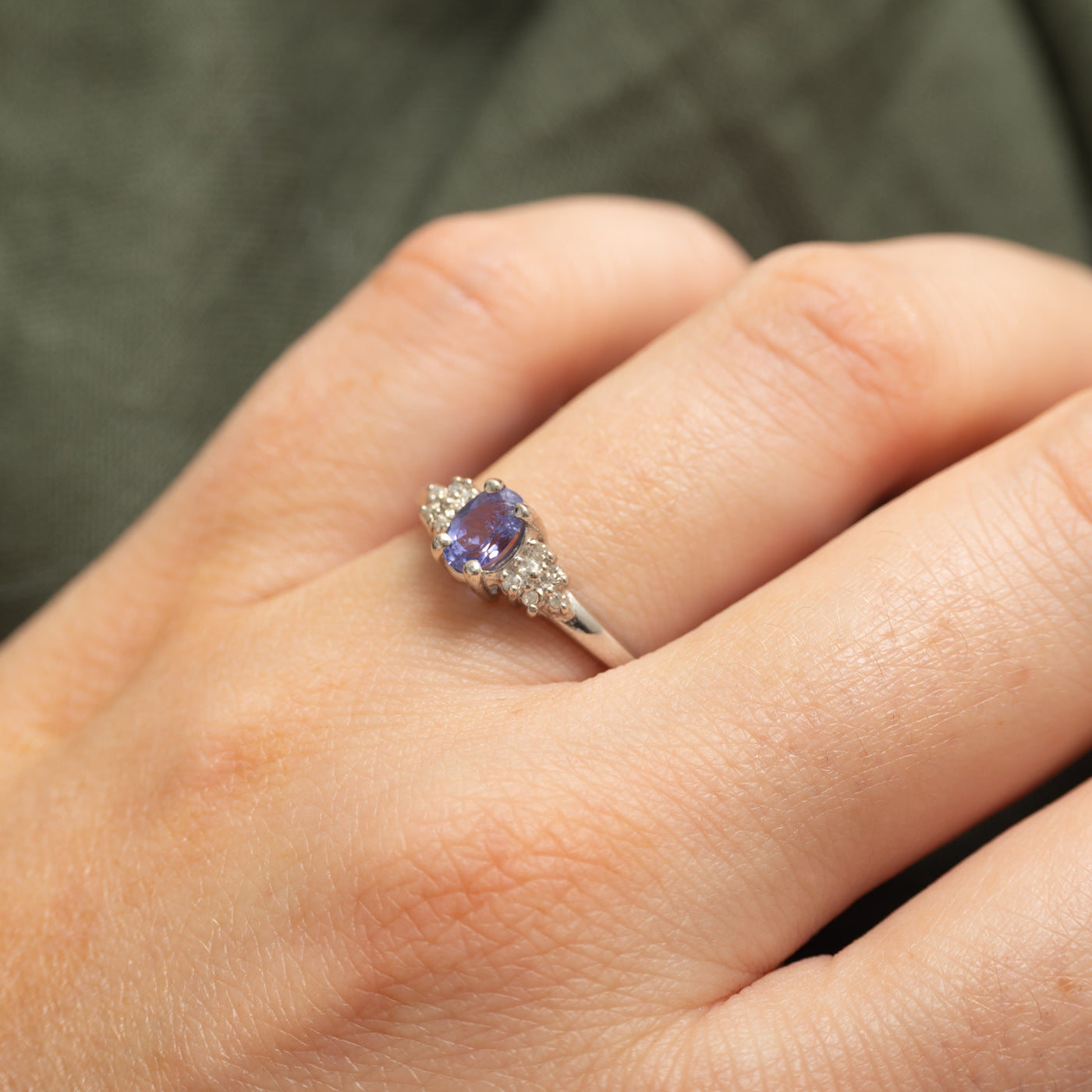 Oval Cut Tanzanite & Diamond Accented Ring | 0.25ct, 0.06ctw | SZ 7