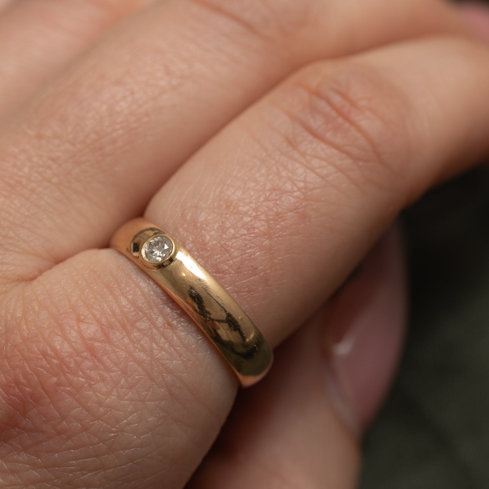 Bezel Set Solitaire Diamond Band | 0.08ct | SZ 8.5