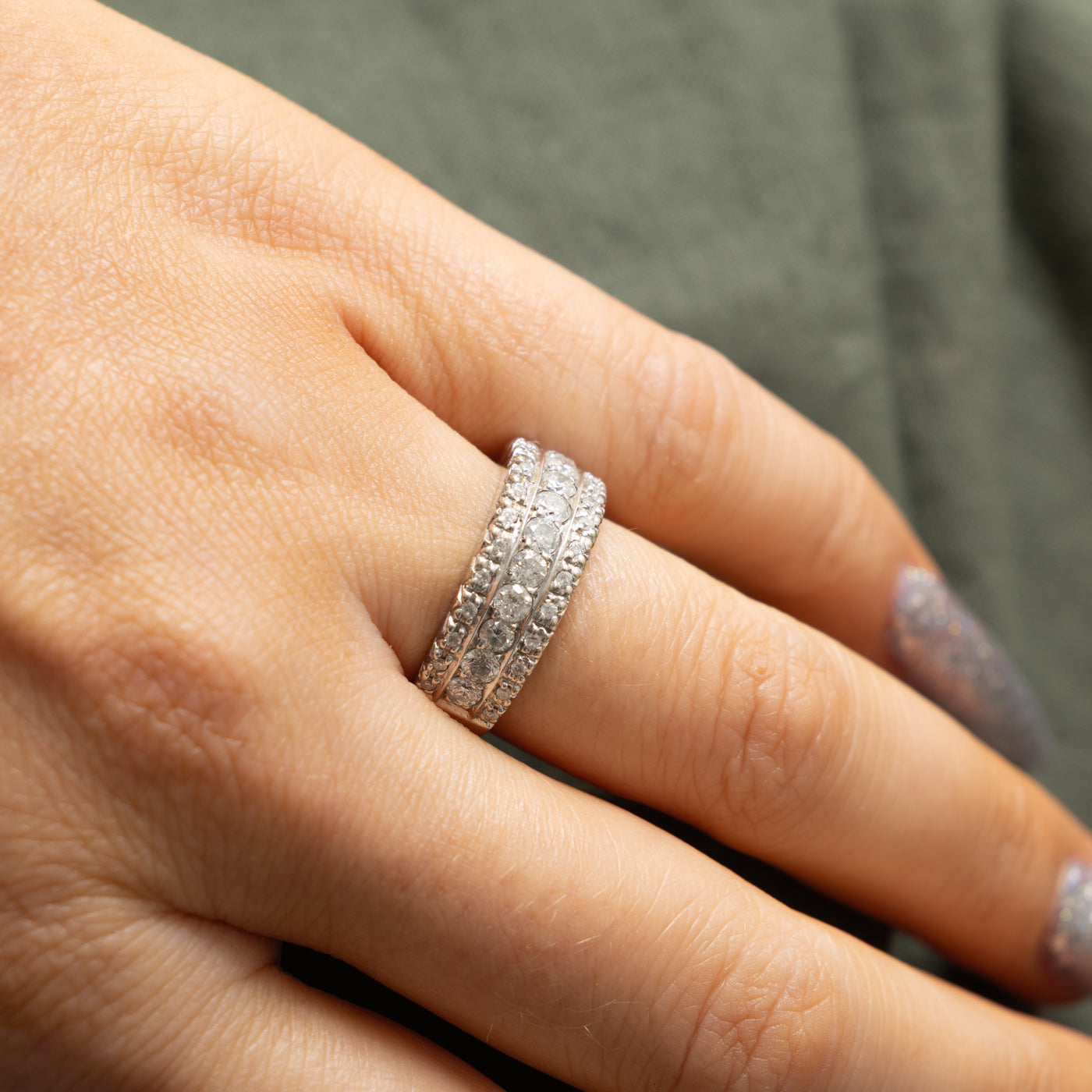 14k Multi Row Diamond Band | 0.73ctw | 4.7mm | SZ 7