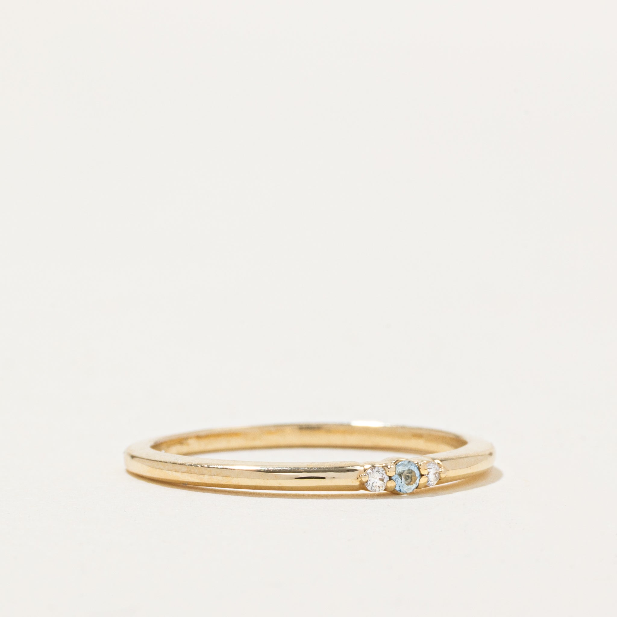 '100 Ways' Three-Stone Diamond & Aquamarine Ring | 0.006ctw, 0.004ct | SZ 7