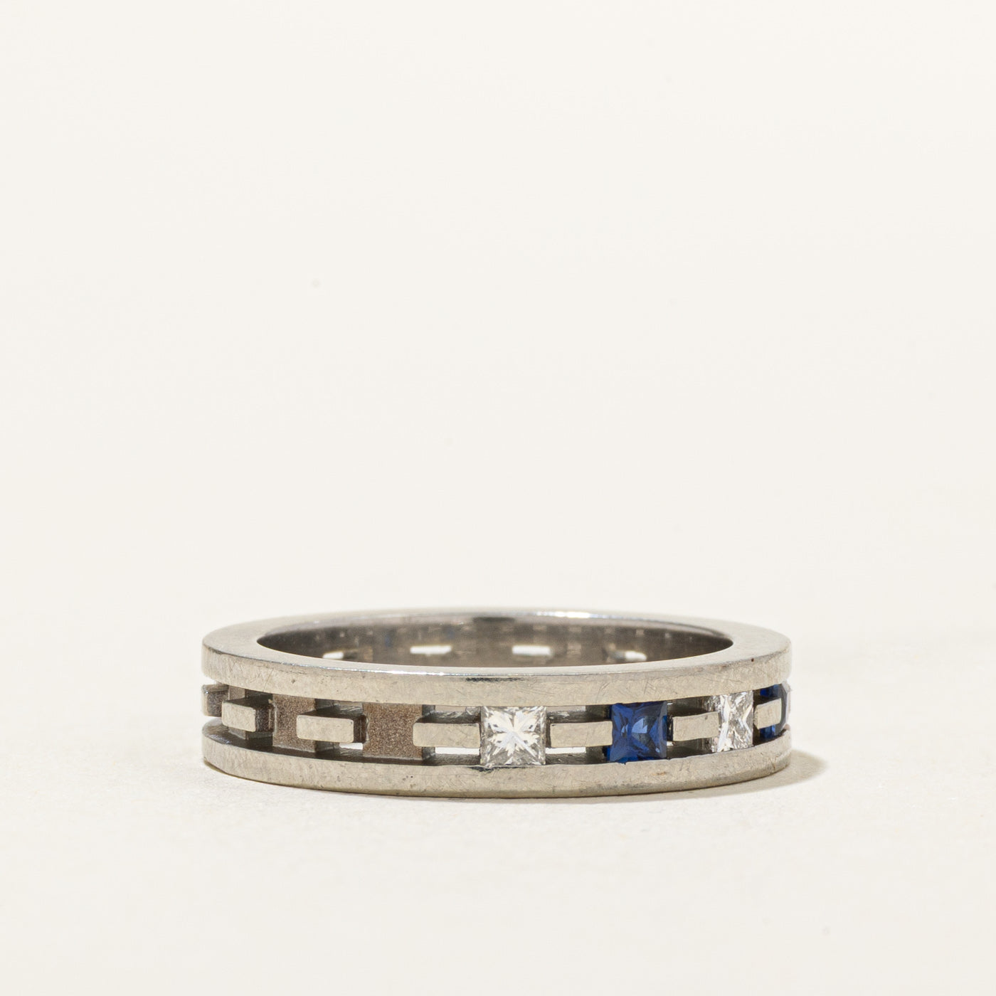 Five Stone Diamond & Sapphire Band | 0.15ctw, 0.10ctw | 3.95mm | SZ 4.5