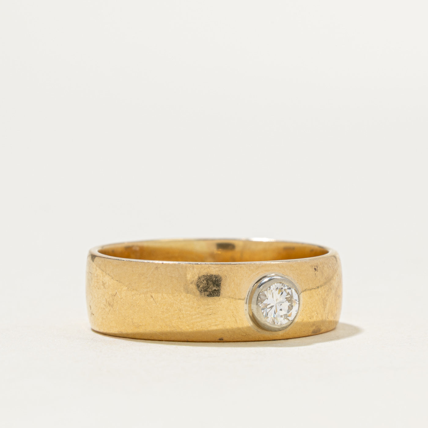18k Bezel Set Diamond Band | 0.28ct VS2 L | 6.9mm | SZ 10