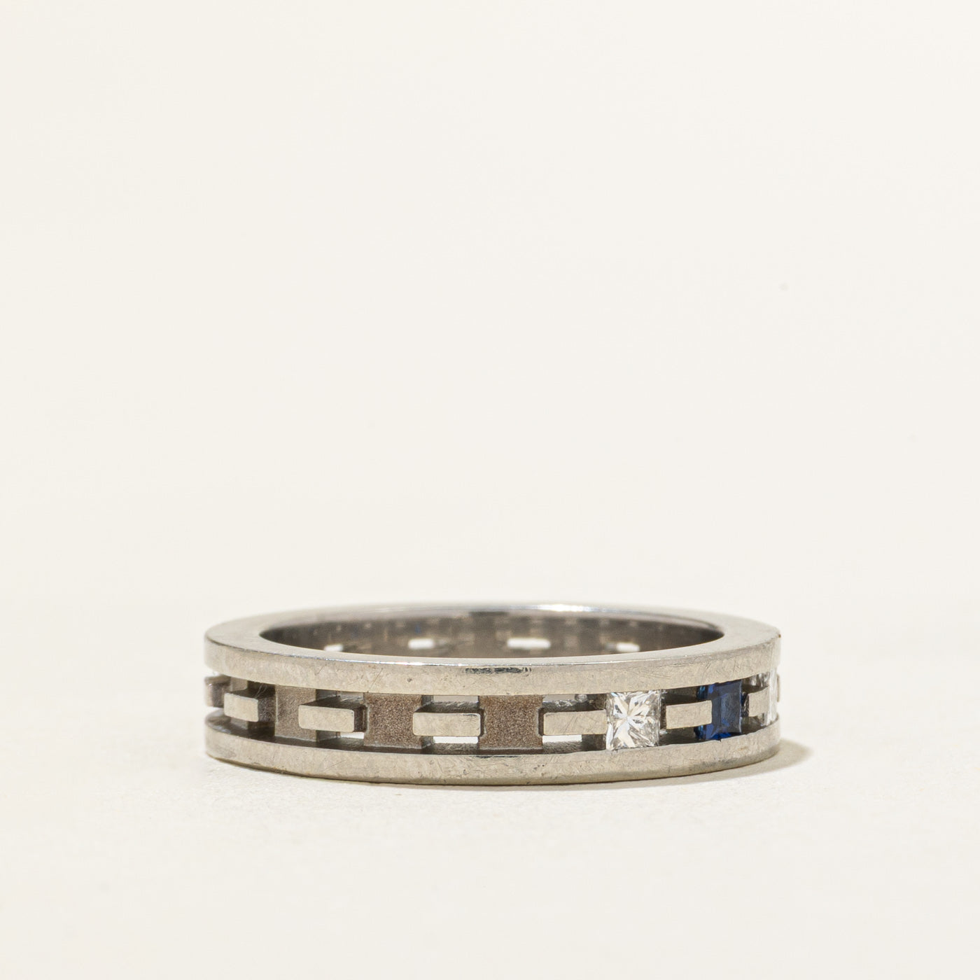Five Stone Diamond & Sapphire Band | 0.15ctw, 0.10ctw | 3.95mm | SZ 4.5
