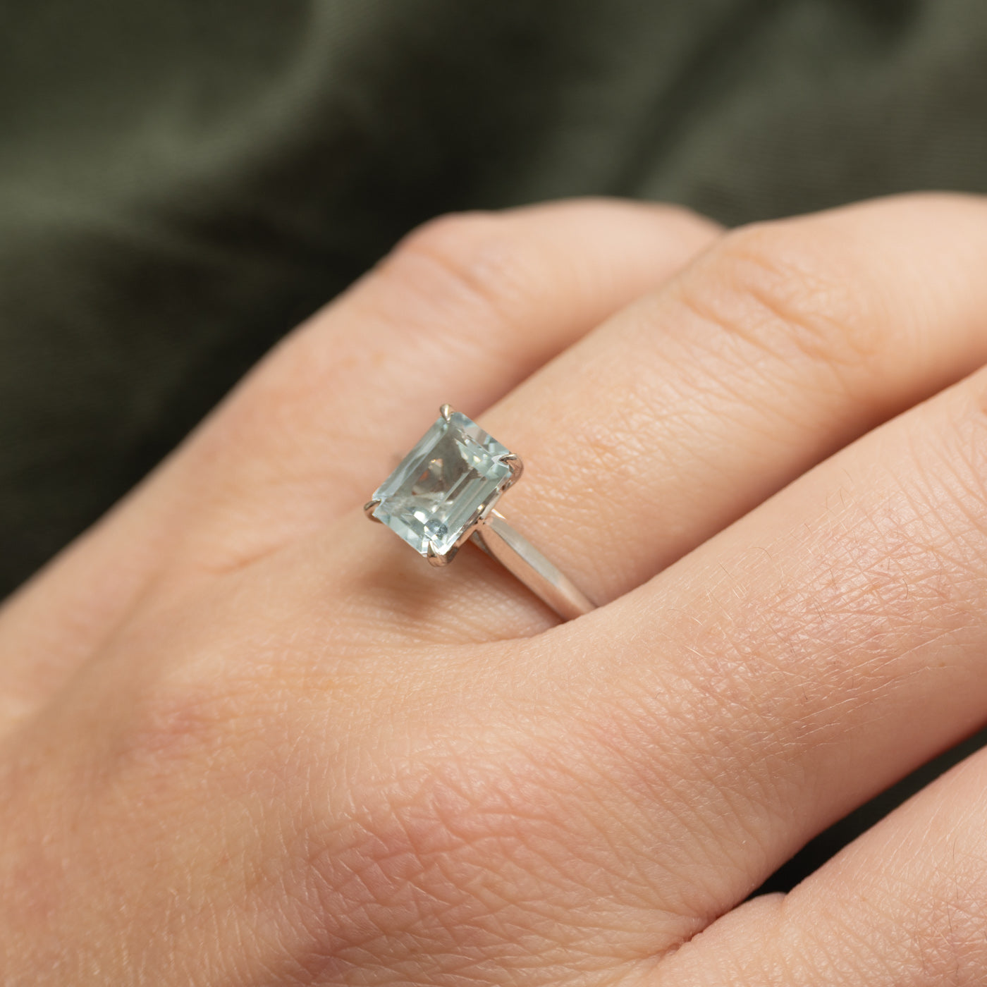 Basket Set Aquamarine Cathedral Ring | 1.50ct | SZ 7.25
