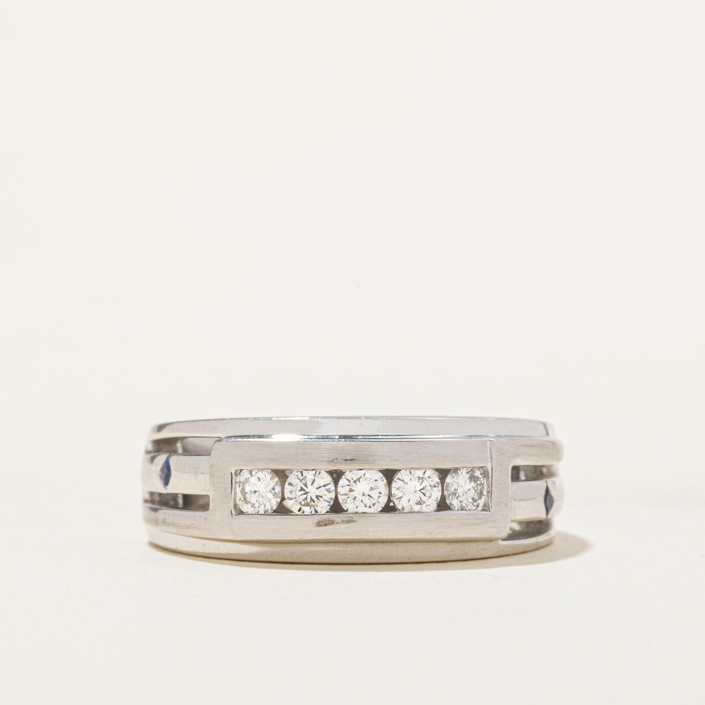 'Vera Wang' Love Channel Set Diamond & Sapphire Band | 0.40ctw, 0.05ctw | SZ 10.25