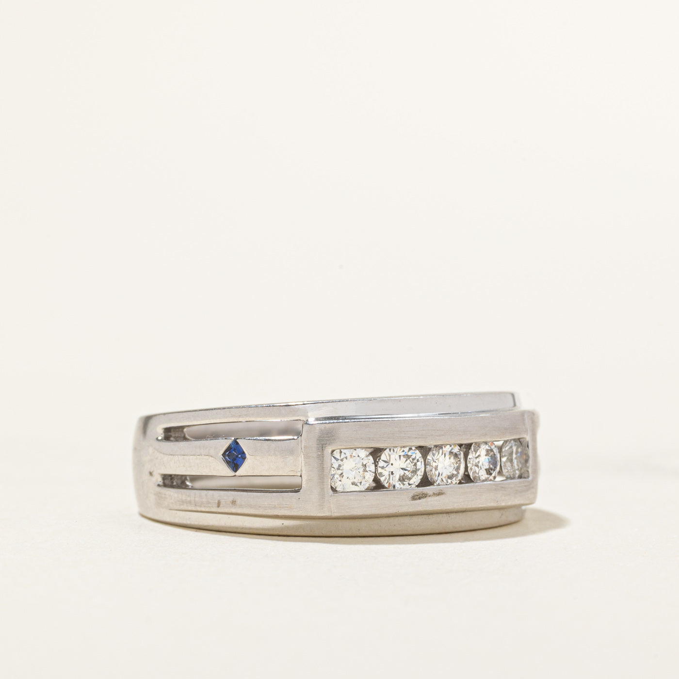 'Vera Wang' Love Channel Set Diamond & Sapphire Band | 0.40ctw, 0.05ctw | SZ 10.25