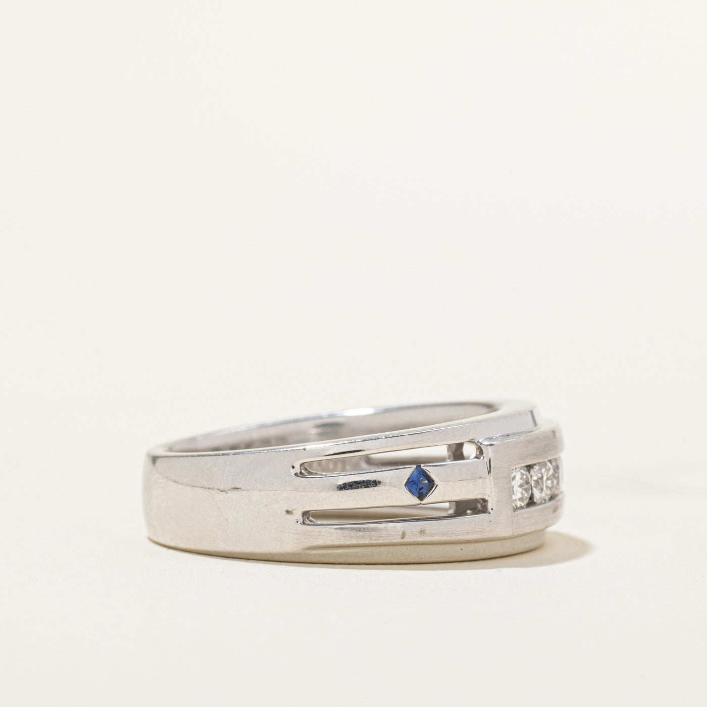 'Vera Wang' Love Channel Set Diamond & Sapphire Band | 0.40ctw, 0.05ctw | SZ 10.25