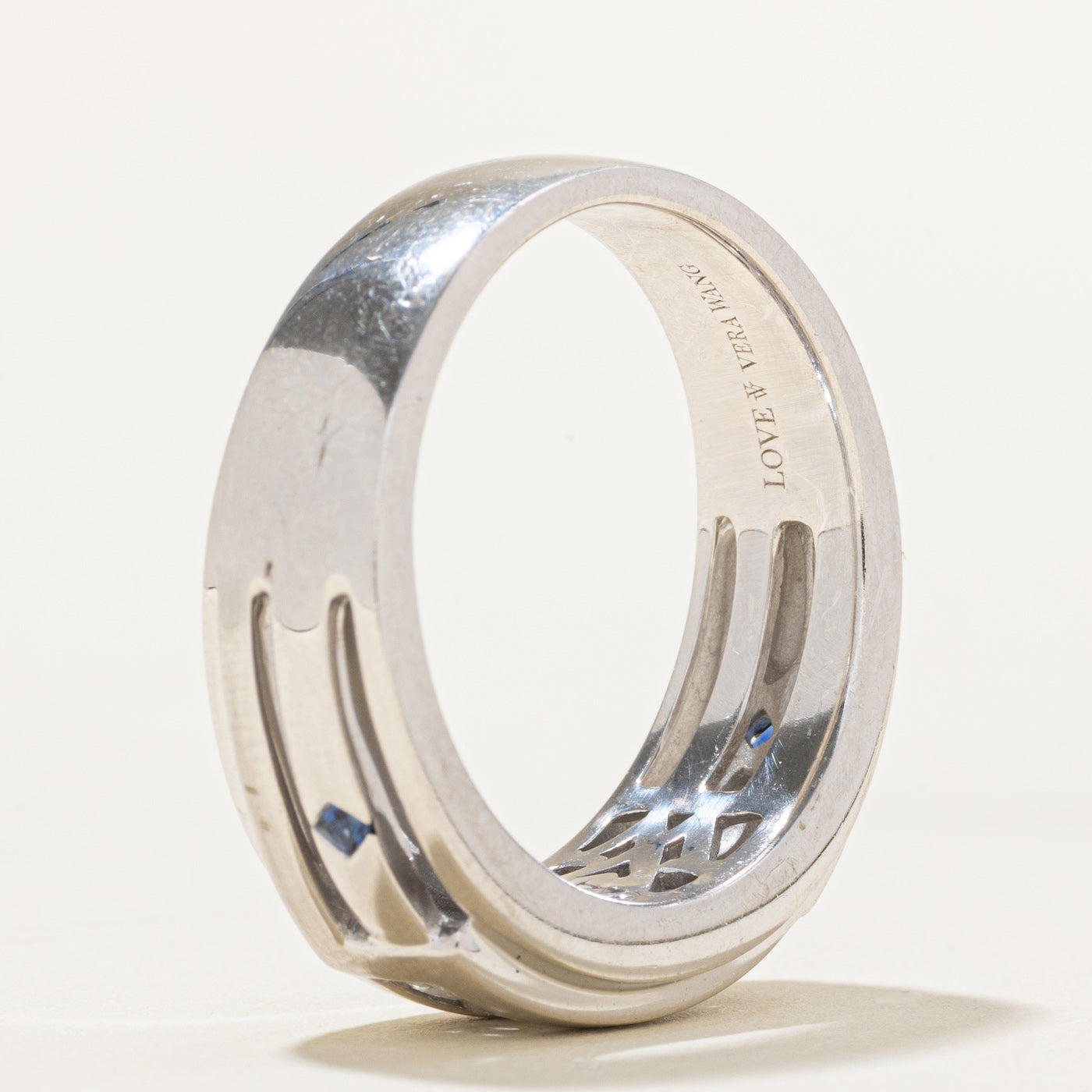 'Vera Wang' Love Channel Set Diamond & Sapphire Band | 0.40ctw, 0.05ctw | SZ 10.25