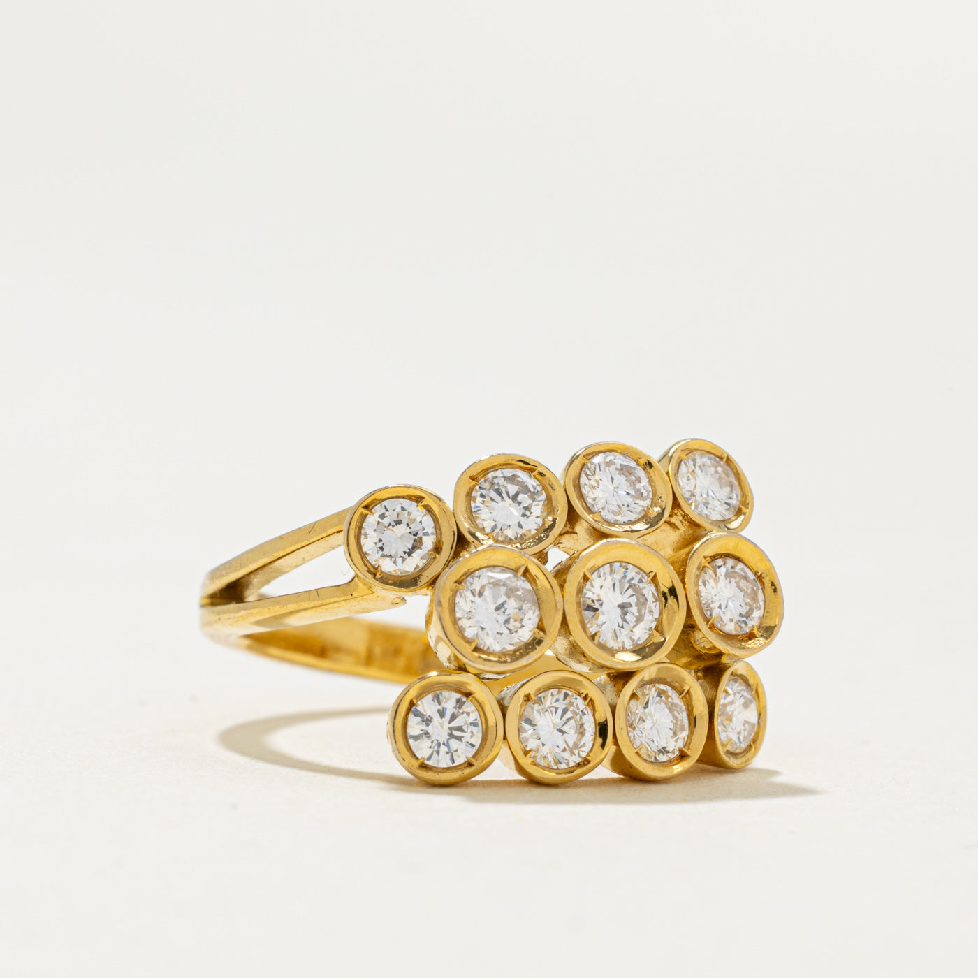 14k Yellow Gold Diamond Cluster Ring | 0.76ctw | SZ 3.5