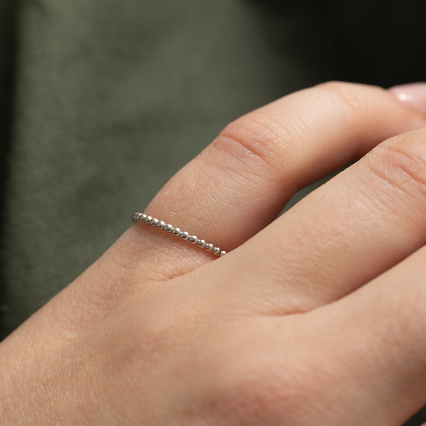 10k White Gold Beaded Band | 1.30mm | SZ 4.25